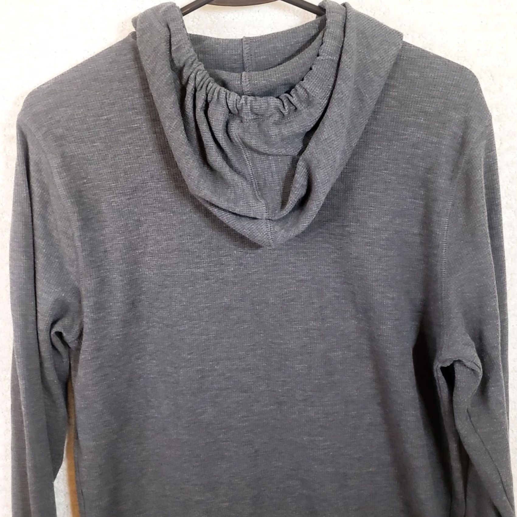 Vintage ABOUND Sweatshirt Gray M Hooded Waffle Knit Light Weight Drawstring Women Size M / US 6-8 / IT 42-44 - 6 Thumbnail