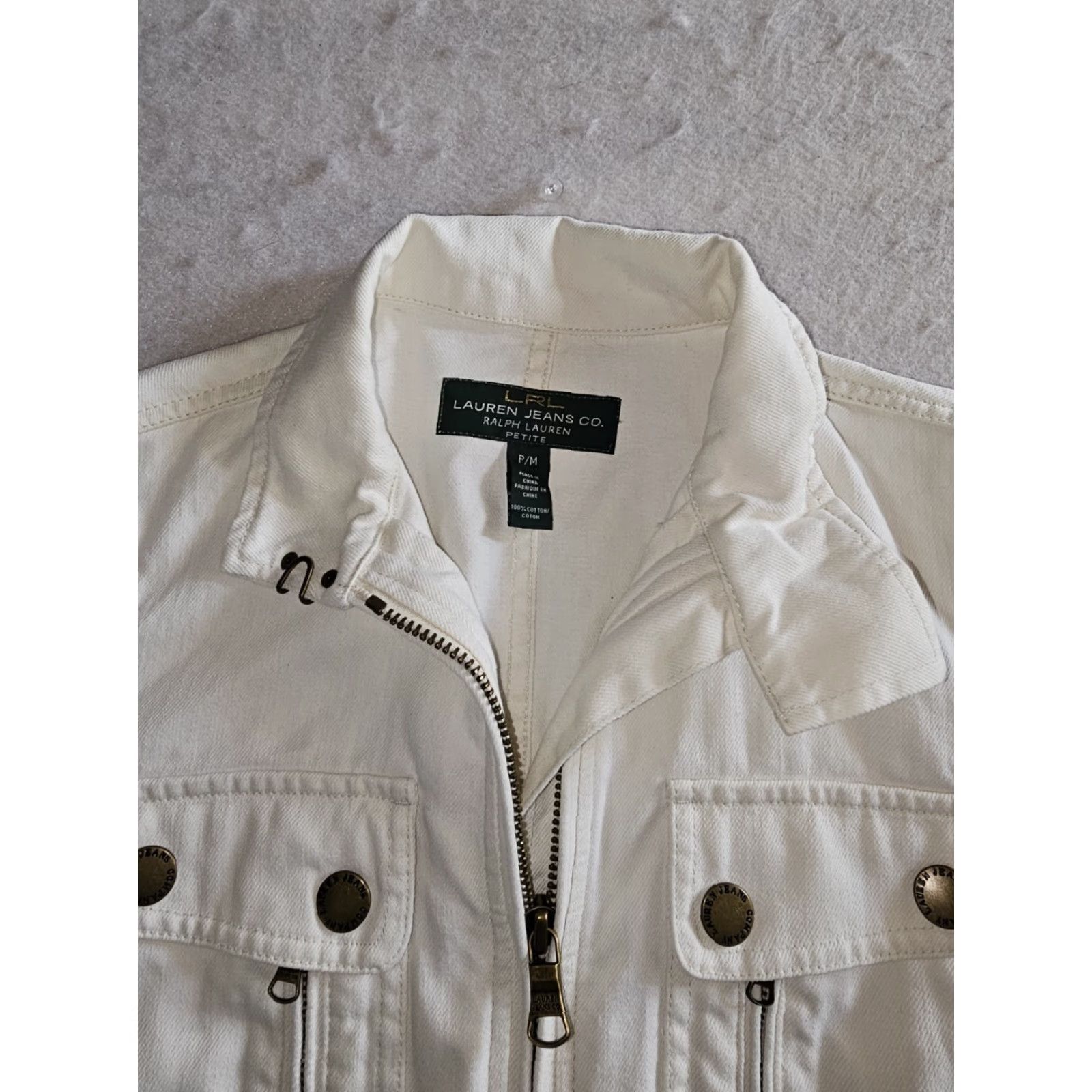 Ralph Lauren Lauren Ralph Lauren Denim Utility Jacket Full Zip Womens Sz P/Med Ivory Size M / US 6-8 / IT 42-44 - 7 Thumbnail