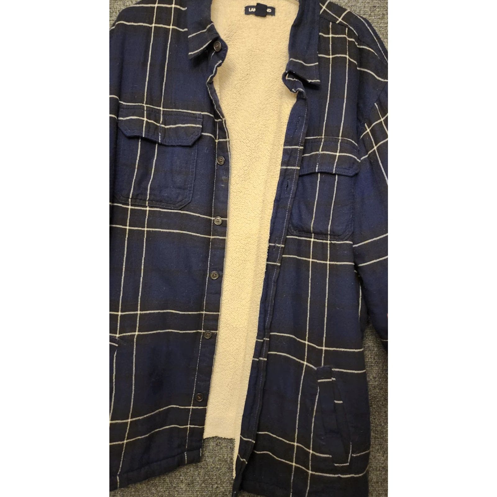Lands' End Lands' End Jacket Mens 2XL Blue Plaid Flannel Sherpa Lined Shirt Jacket Warm Size US XXL / EU 58 / 5 - 4 Thumbnail
