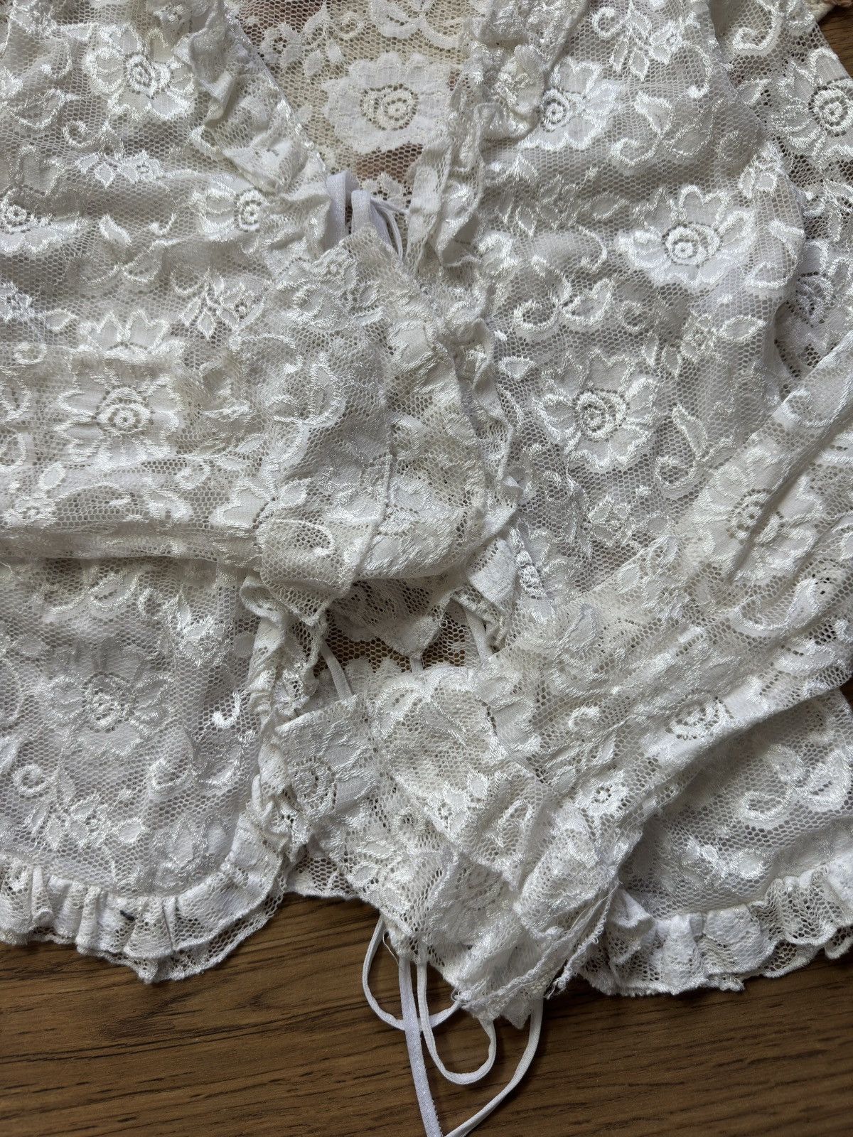 Japanese Brand × Vintage VINTAGE GUIPURE LACE MESH BLOUSE WITH RUFFLES Size XL / US 12-14 / IT 48-50 - 4 Thumbnail