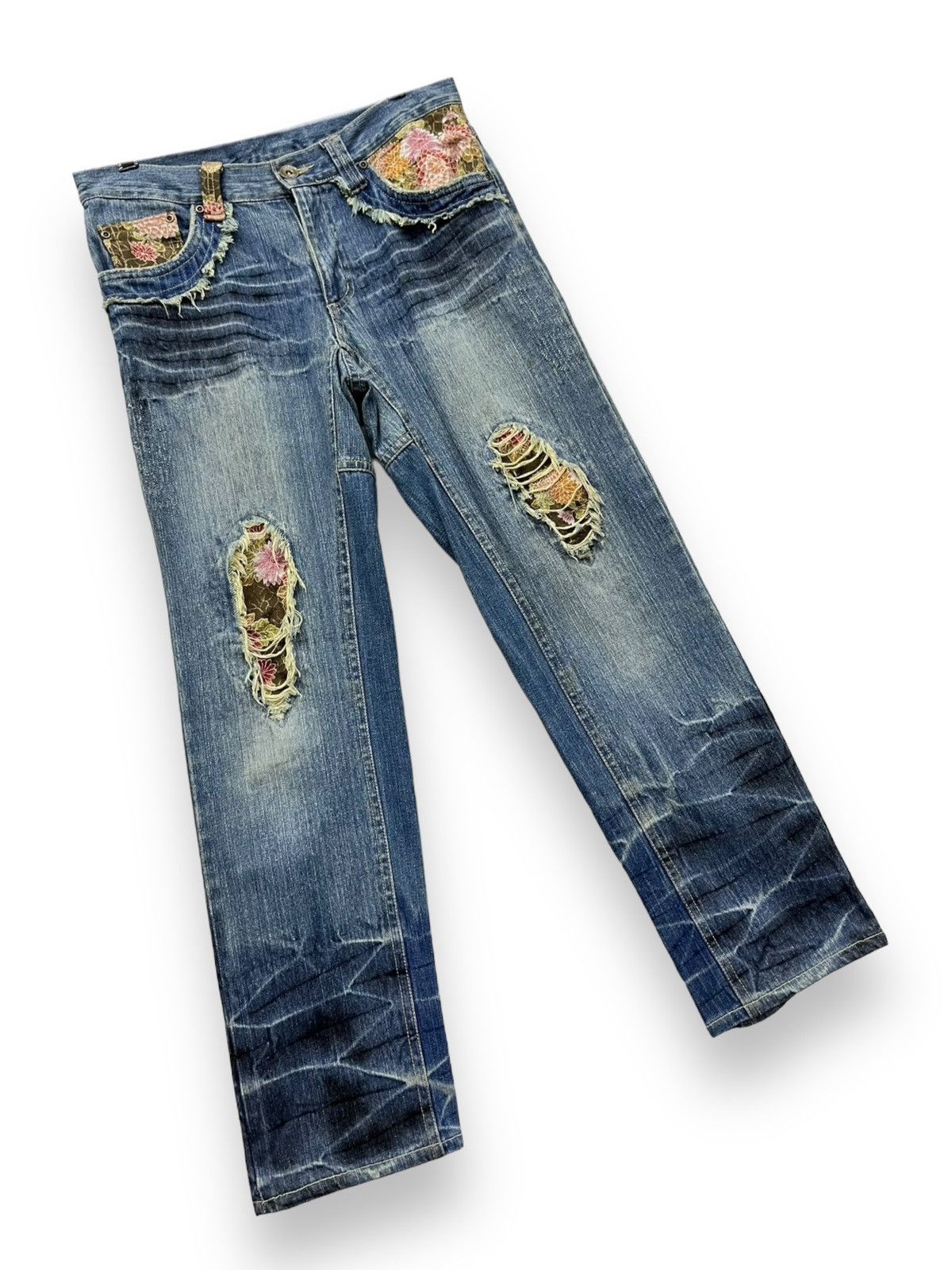 Real Japan Blues 🔥FYE🔥GUMU Grunge Frayed Distressed Ripped Denim Jeans Size US 32 / EU 48 - 6 Thumbnail