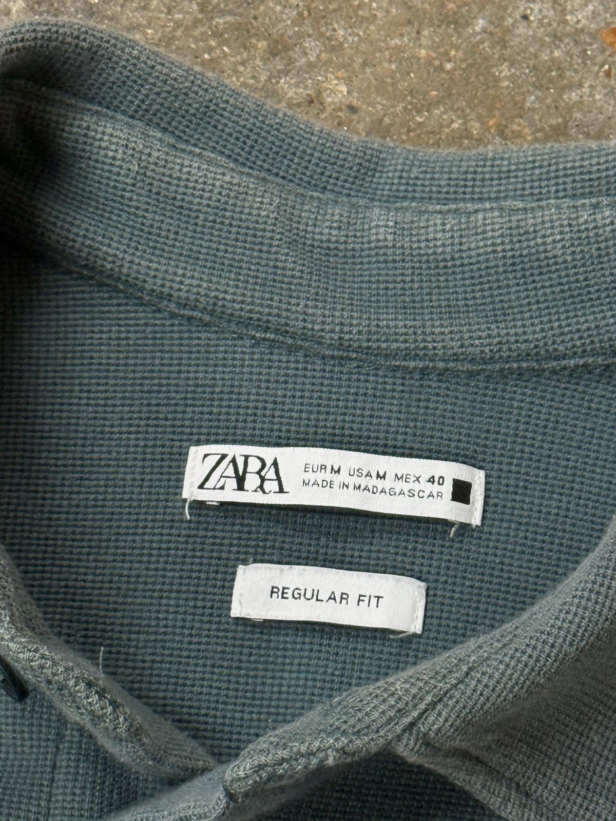 Zara Zara Seafoam Green Teal Pique Collar Button Shirt Size US M / EU 48-50 / 2 - 3 Thumbnail