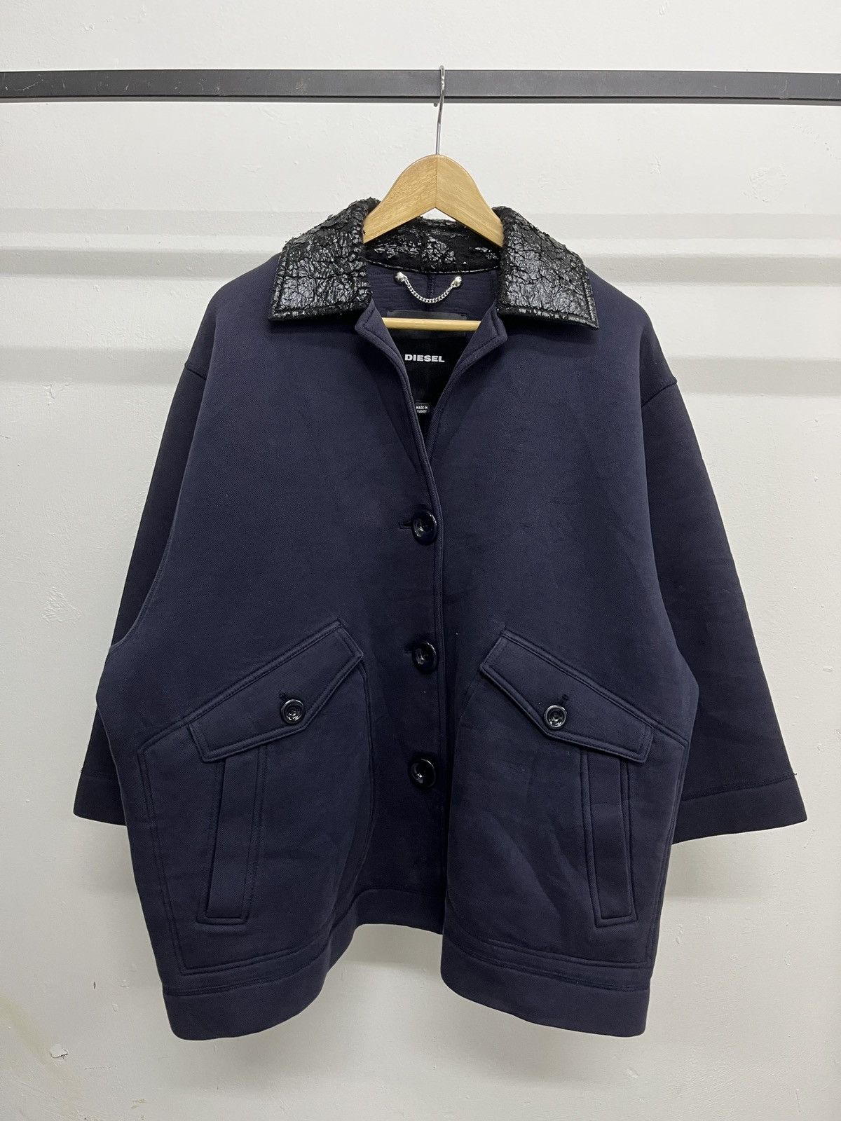 Diesel Vintage Diesel Cracked Leather Collar Kimono Boxy Jacket Size US L / EU 52-54 / 3 - 1 Thumbnail