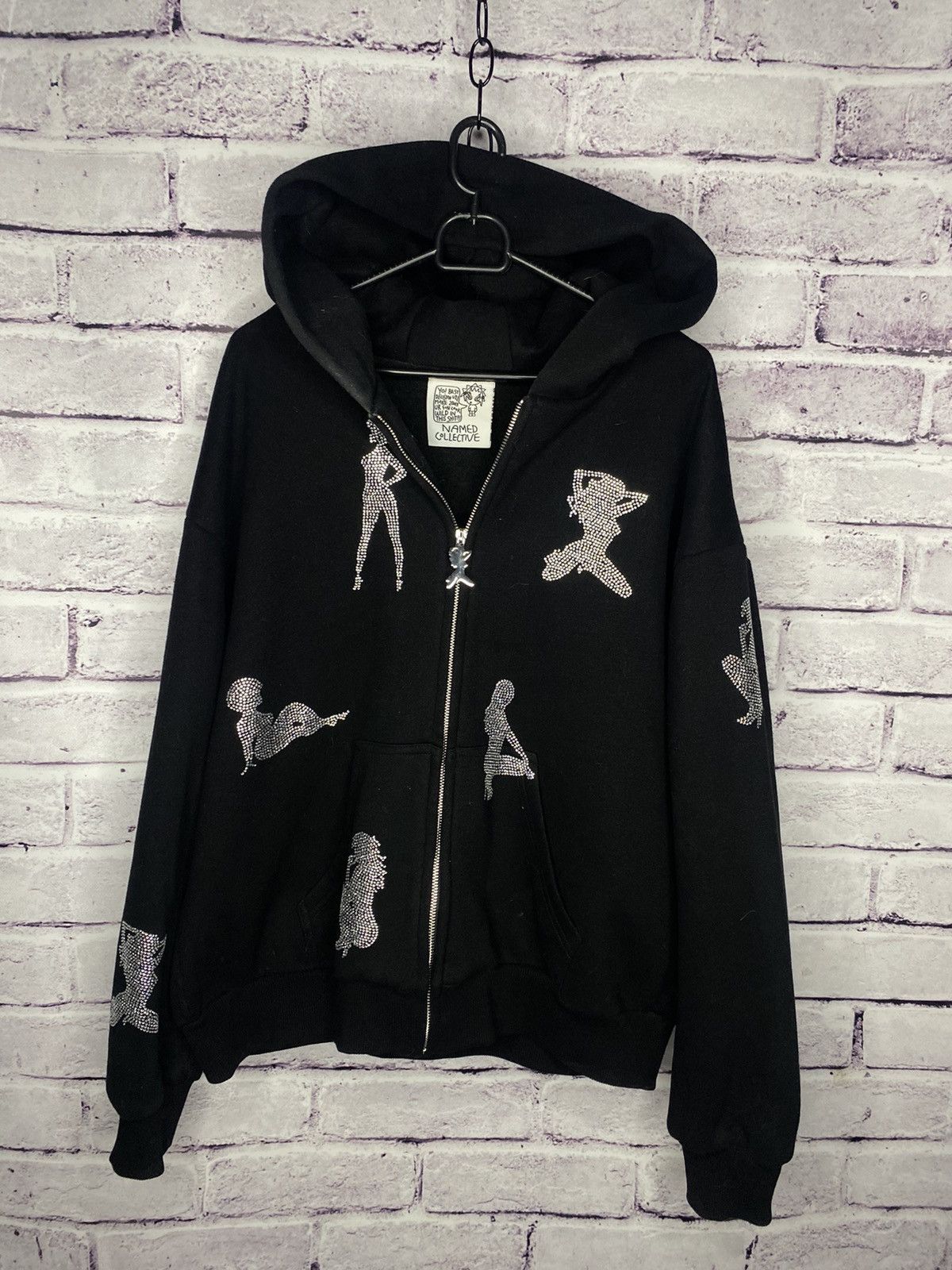 CRASH RHINESTONE ZIP HOODIE BLACK – NAMED COLLECTIVE®