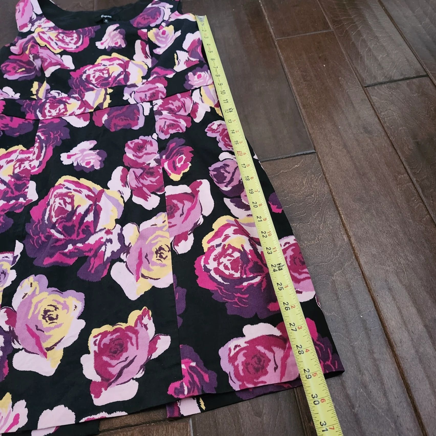 Express VINTAGE Express Womens 12 Floral Fit Flare Dress Pink Black Size XL / US 12-14 / IT 48-50 - 7 Thumbnail