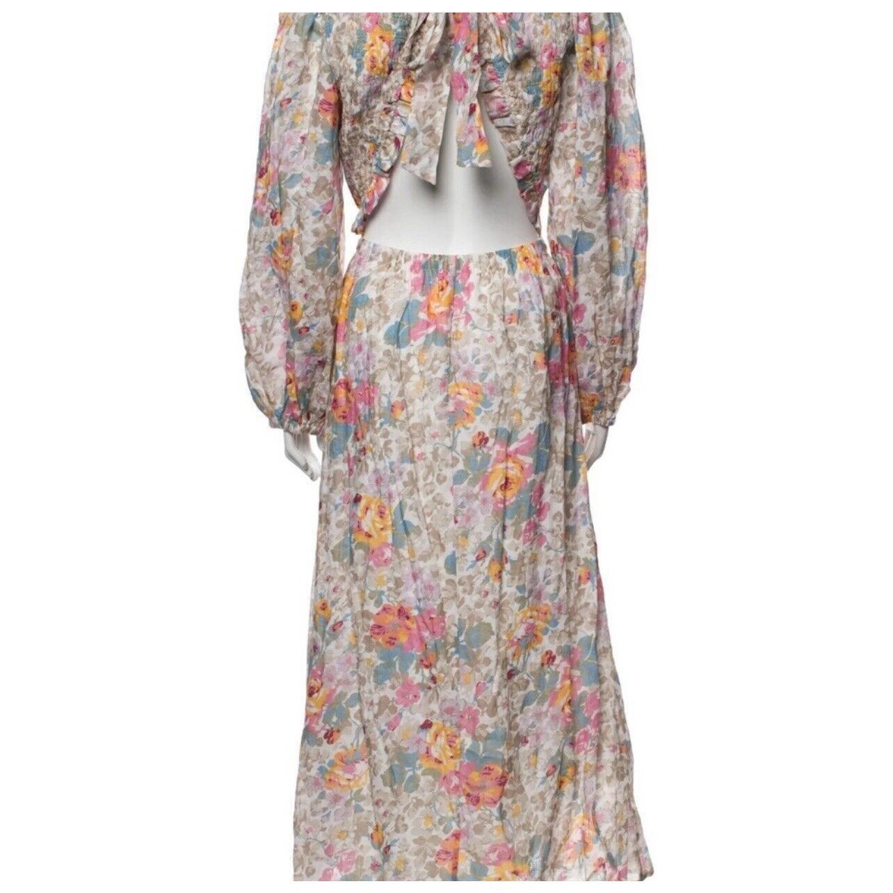 Sea New York NWT SEA New York Ines Floral Long Sleeve Smocked Dress Ivory Size L / US 10 / IT 46 - 2 Thumbnail