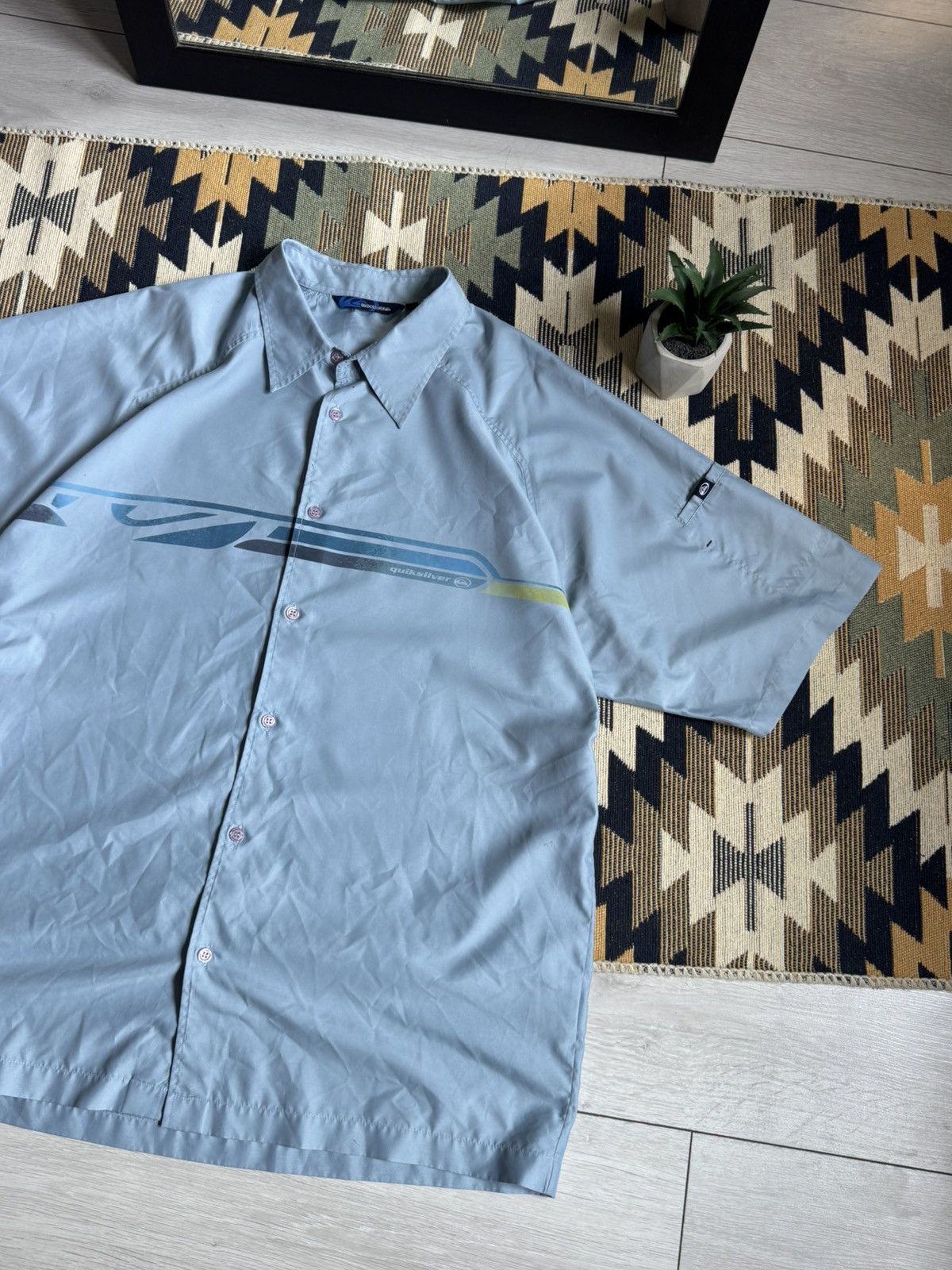 Quiksilver Vintage Quiksilver Sleeve less Logo Button Up Shirt Size US XL / EU 56 / 4 - 3 Thumbnail