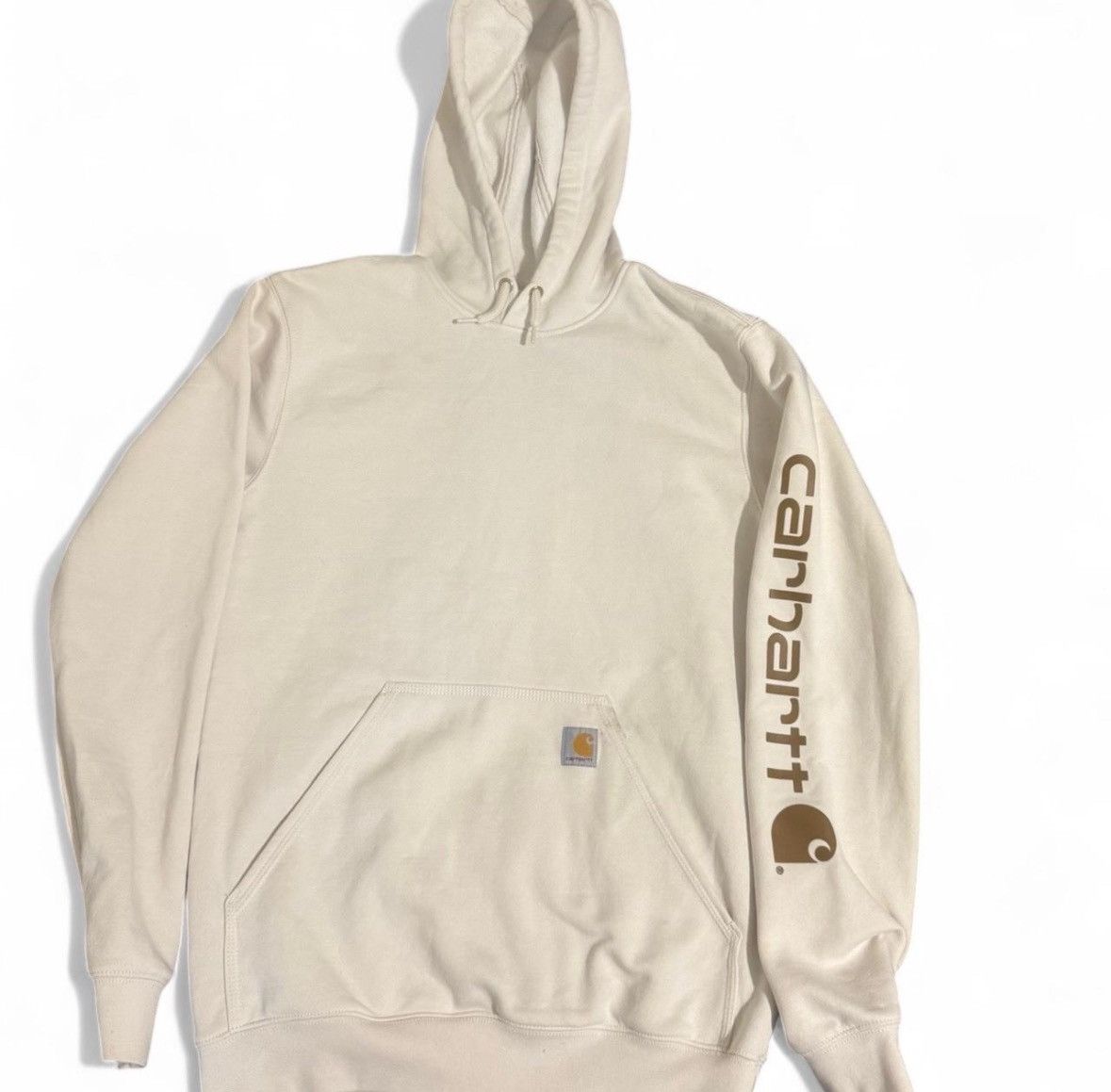 Carhartt Cream Carhartt hoodie with brown logo Size US S / EU 44-46 / 1 - 1 Thumbnail