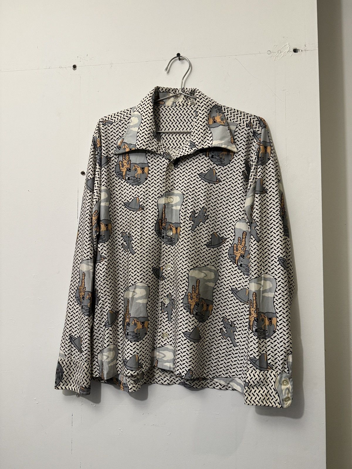 Vintage Vintage 70s Qiana Silky Nylon Cactus Cowboy Western Shirt Size US L / EU 52-54 / 3 - 3 Thumbnail