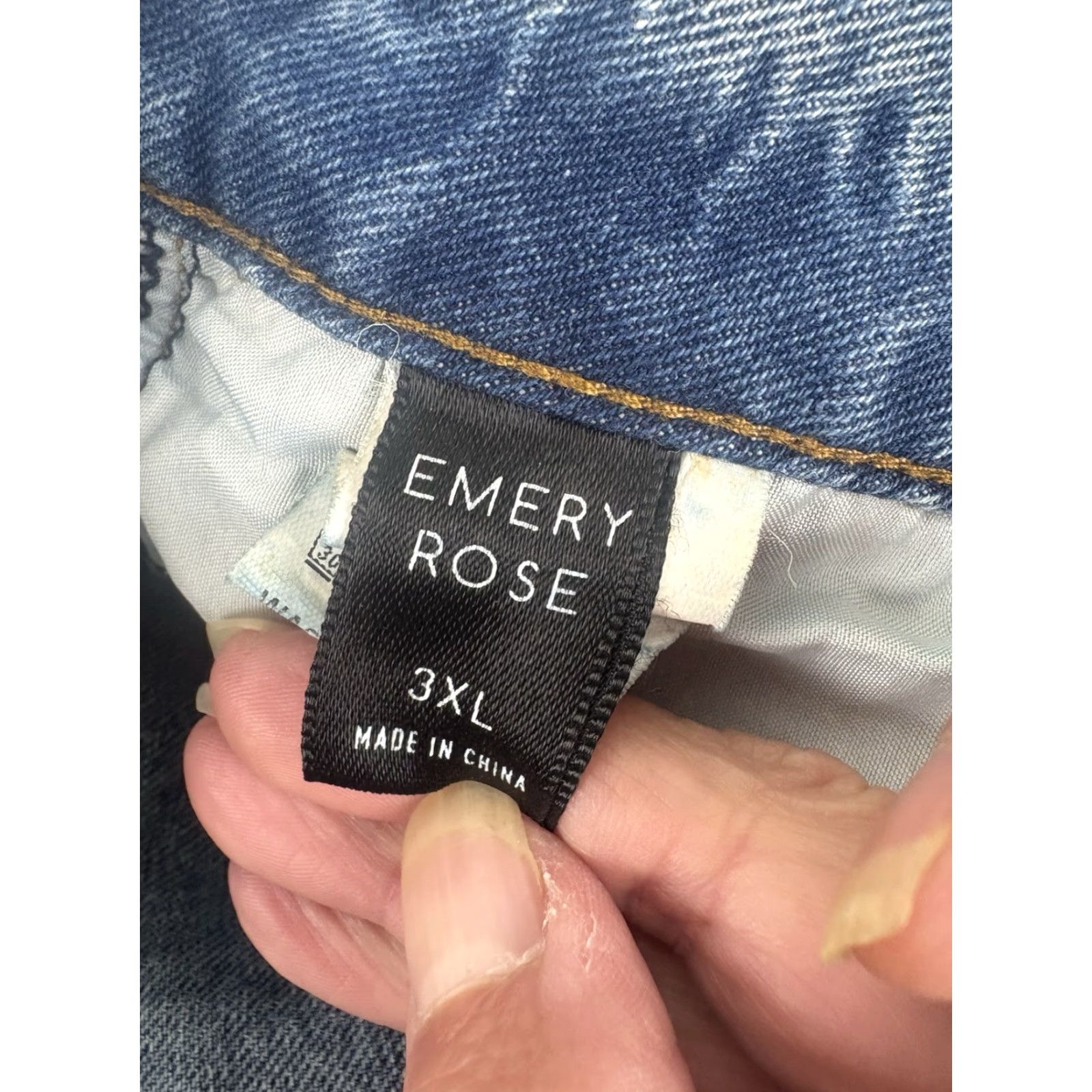 Vintage Emery Rose Women's Denim Midi Skirt 3X Plus Size Casual Bohemian 90s Stretch Zipper Size 40" / US 18 - 5 Thumbnail