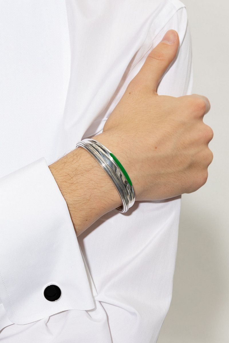 Bottega Veneta BOTTEGA VENETA Trio silver & green cuff bracelet Medium q Size ONE SIZE - 2 Thumbnail