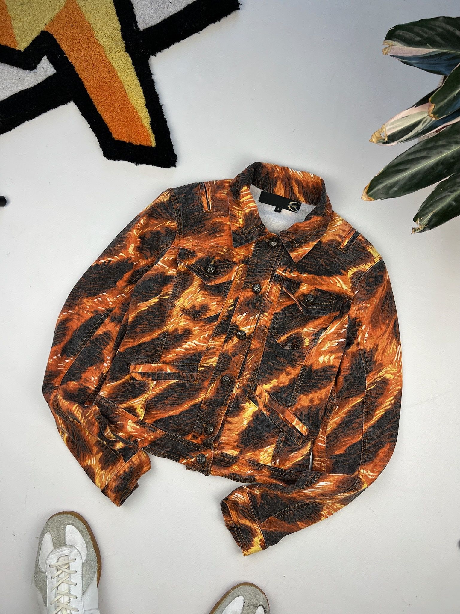 image of Archival Clothing x Just Cavalli Vintage Just Cavalli Light Jacket 00S in Fire Orange, Women's (Siz