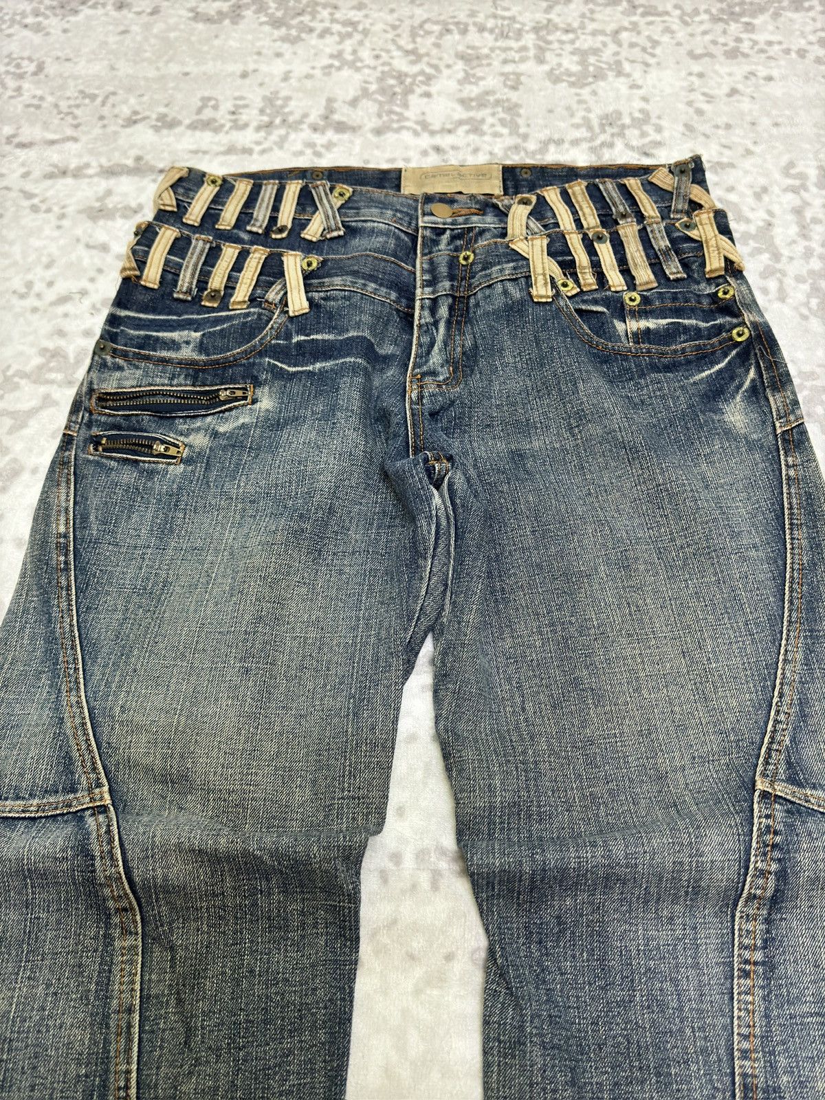 Le Grande Bleu (L.G.B.) Vintage Camel Active Double Waist Muddy Acid Wash Jeans Size US 32 / EU 48 - 3 Thumbnail