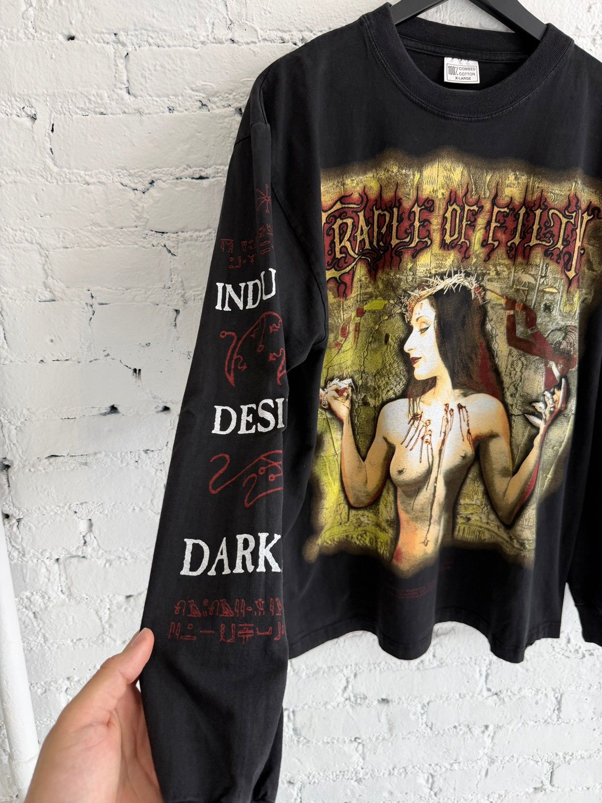 Vintage 1998 CRADLE OF FILTH ‘PRAISE THE WHORE’ L/S TEE Size US XL / EU 56 / 4 - 2 Thumbnail