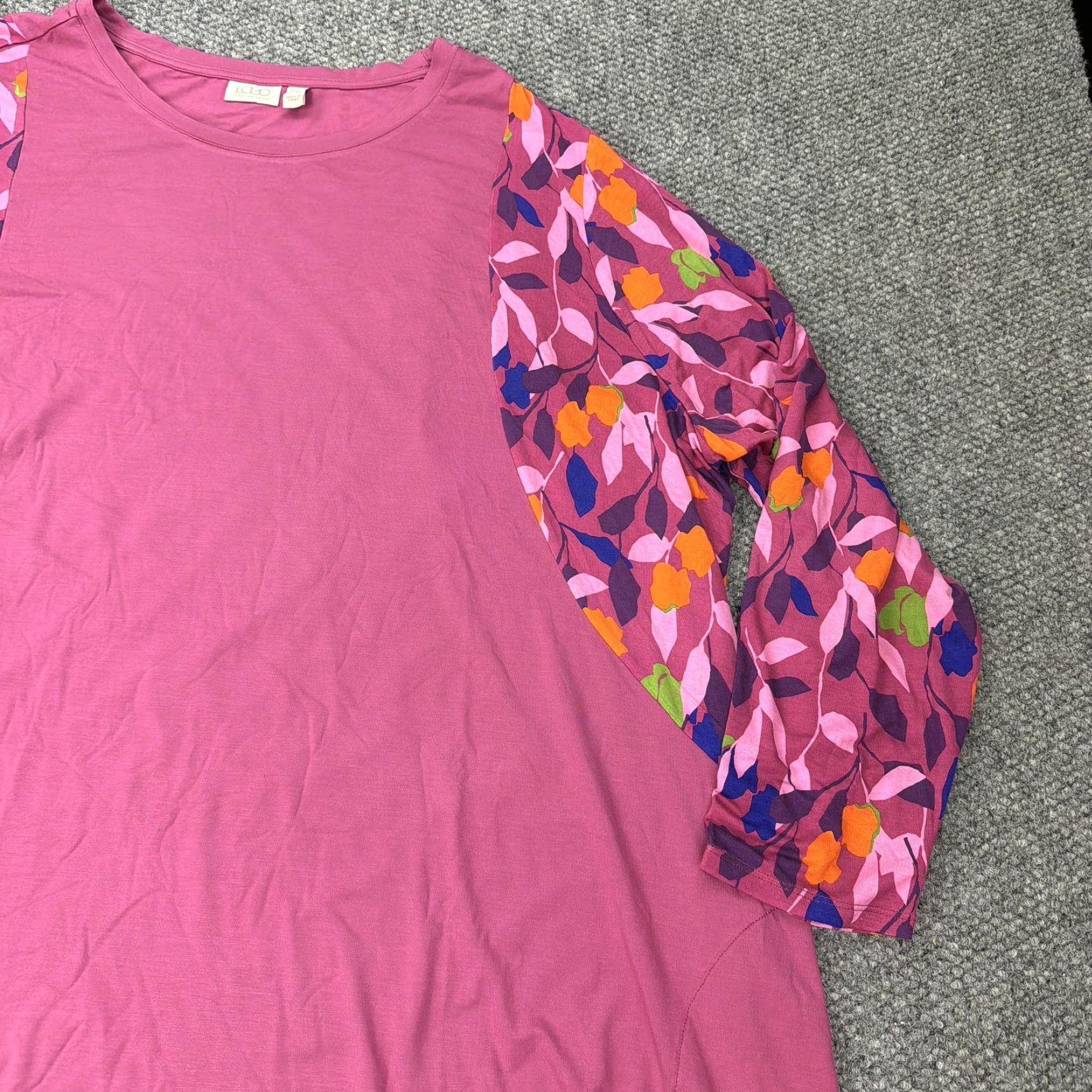 Vintage LOGO Lori Goldstein Shirt Womens 5X Pink Floral Sleeve Tunic Top Plus Pockets Size XXL / US 16-18 / IT 52-54 - 3 Thumbnail