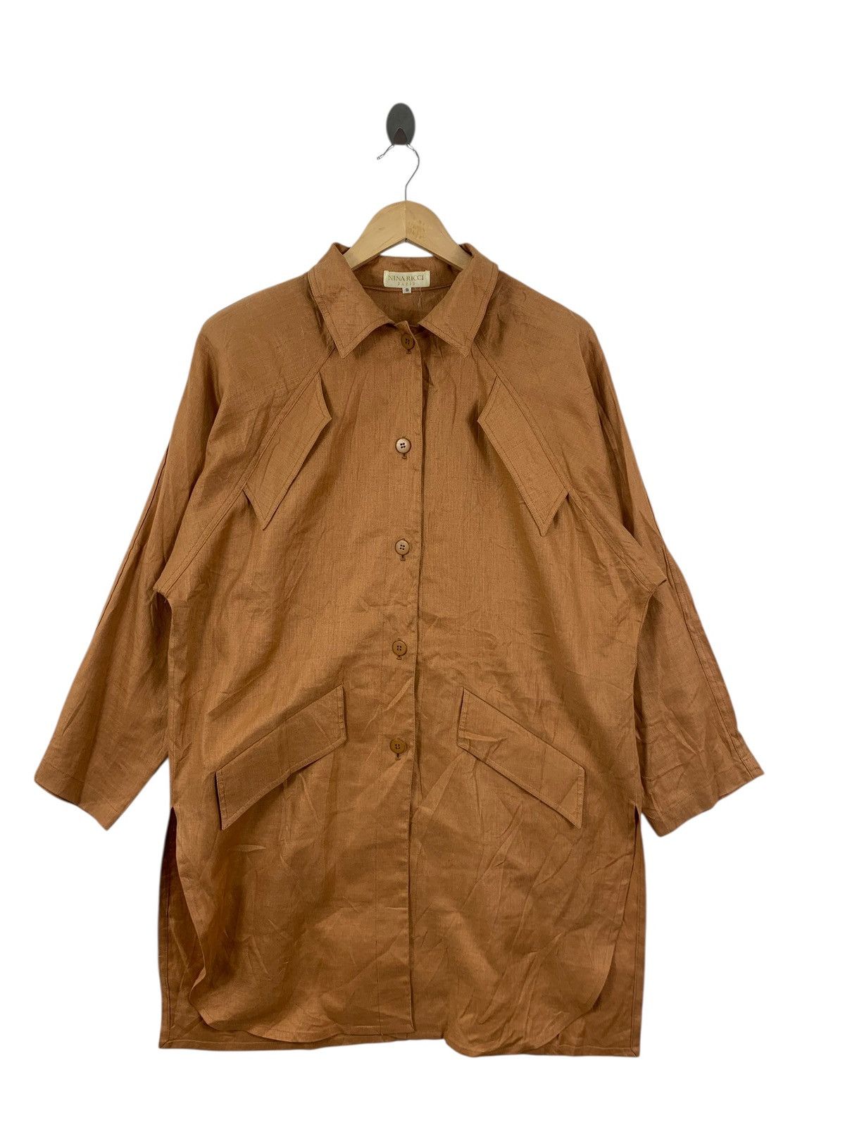 Nina Ricci Vintage NINA RICCI PARIS Minimalist Design Trench Coat Size L / US 10 / IT 46 - 5 Thumbnail