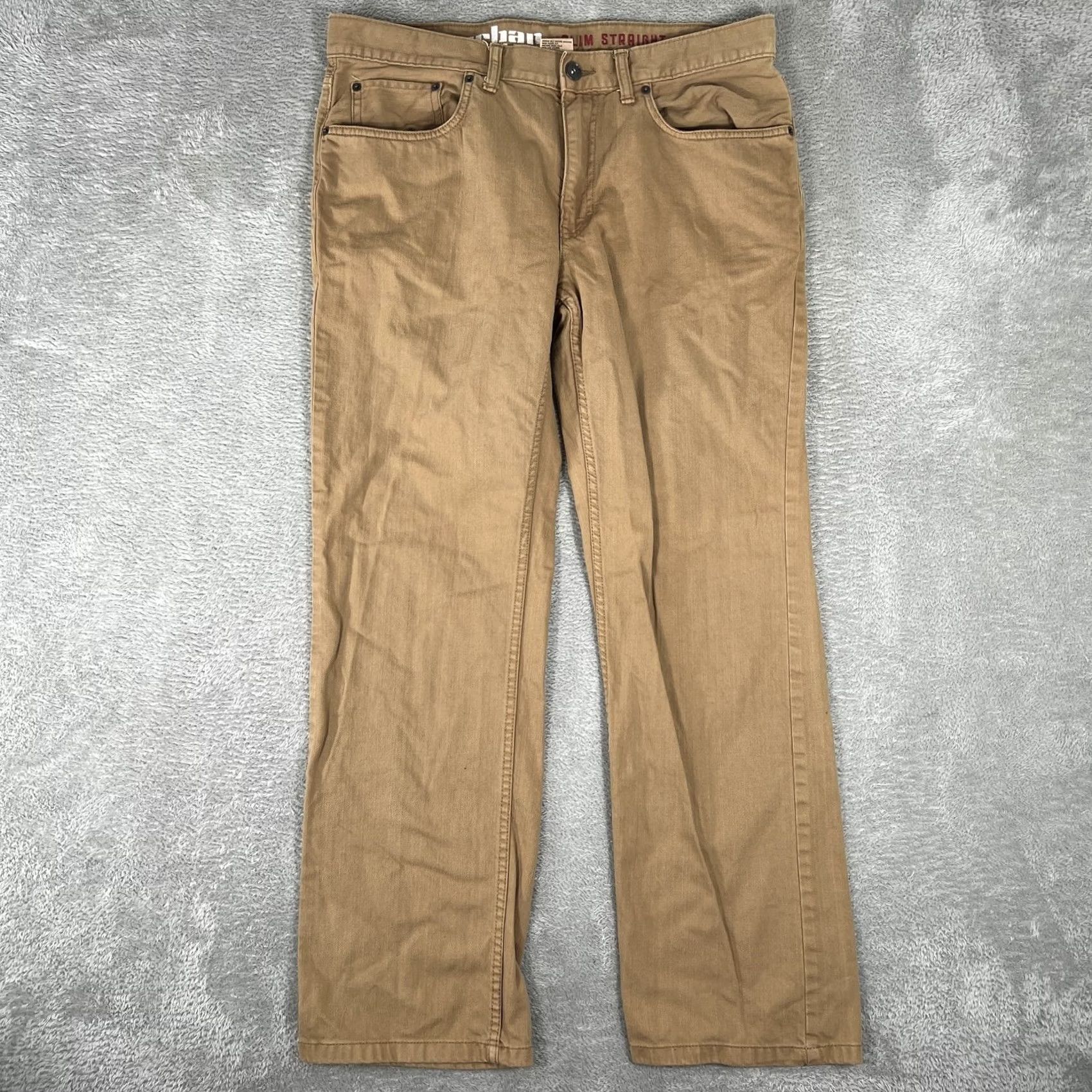 Vintage Urban Pipeline Slim Straight Pants Mens 36x32 Tan Khaki Cotton Chino Casual Size US 36 / EU 52 - 2 Thumbnail