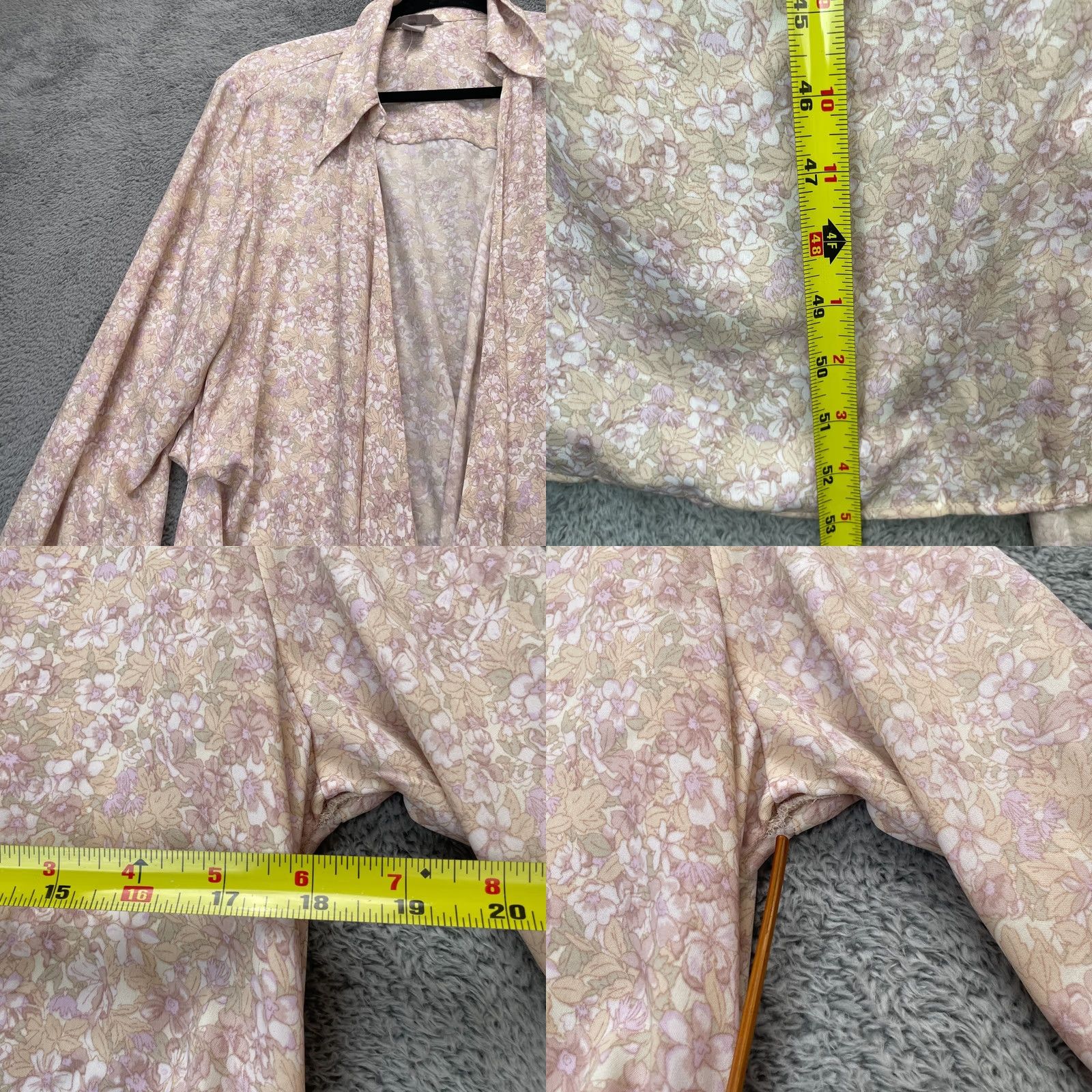 H&M H&M Robe Womens Large Pink Floral Tie Waist Open Front Sleepwear Size ONE SIZE - 8 Thumbnail