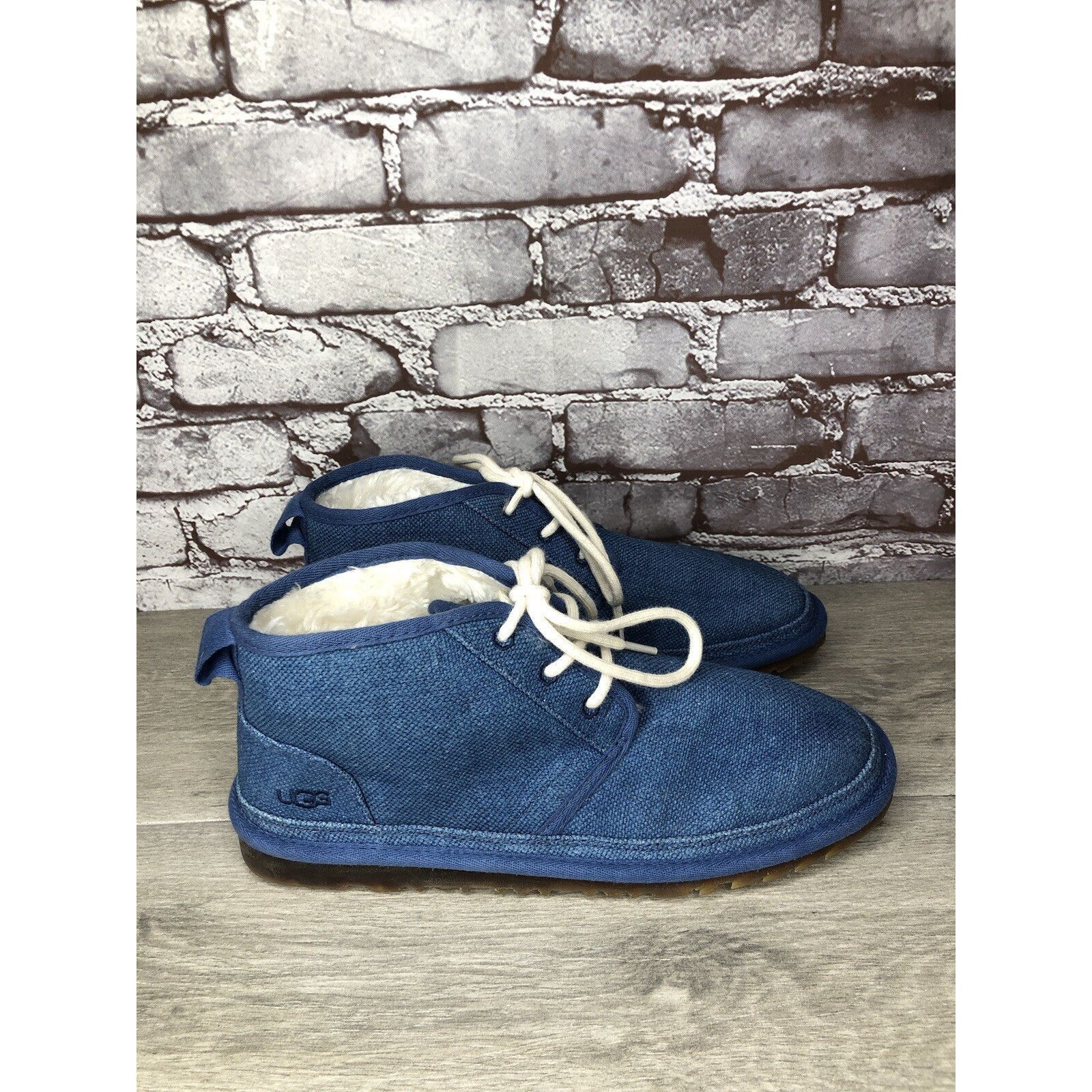 Ugg UGG Neumel Blue Fabric Fur WHT Lace Up Chukka Boots Men Sz 4 Size US 10 / EU 43 - 8 Thumbnail