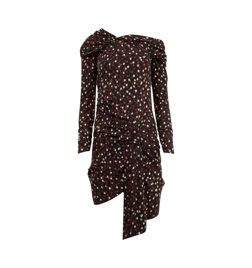 Isabel Marant o1h1sh11225 Elara Dress in Black/Red Size S / US 4 / IT 40 - 1 Thumbnail