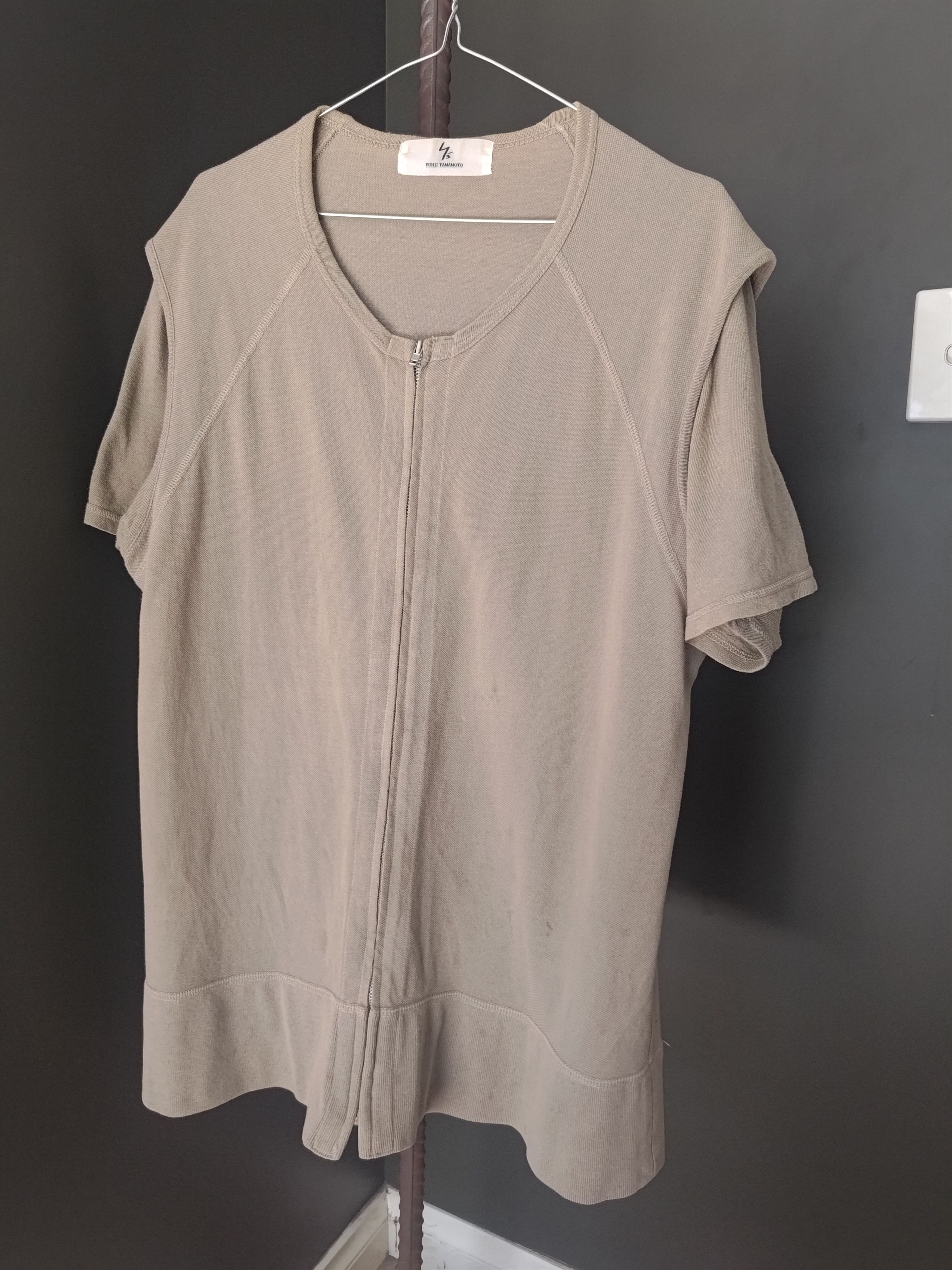 Yohji Yamamoto olive zip up cotton shirt