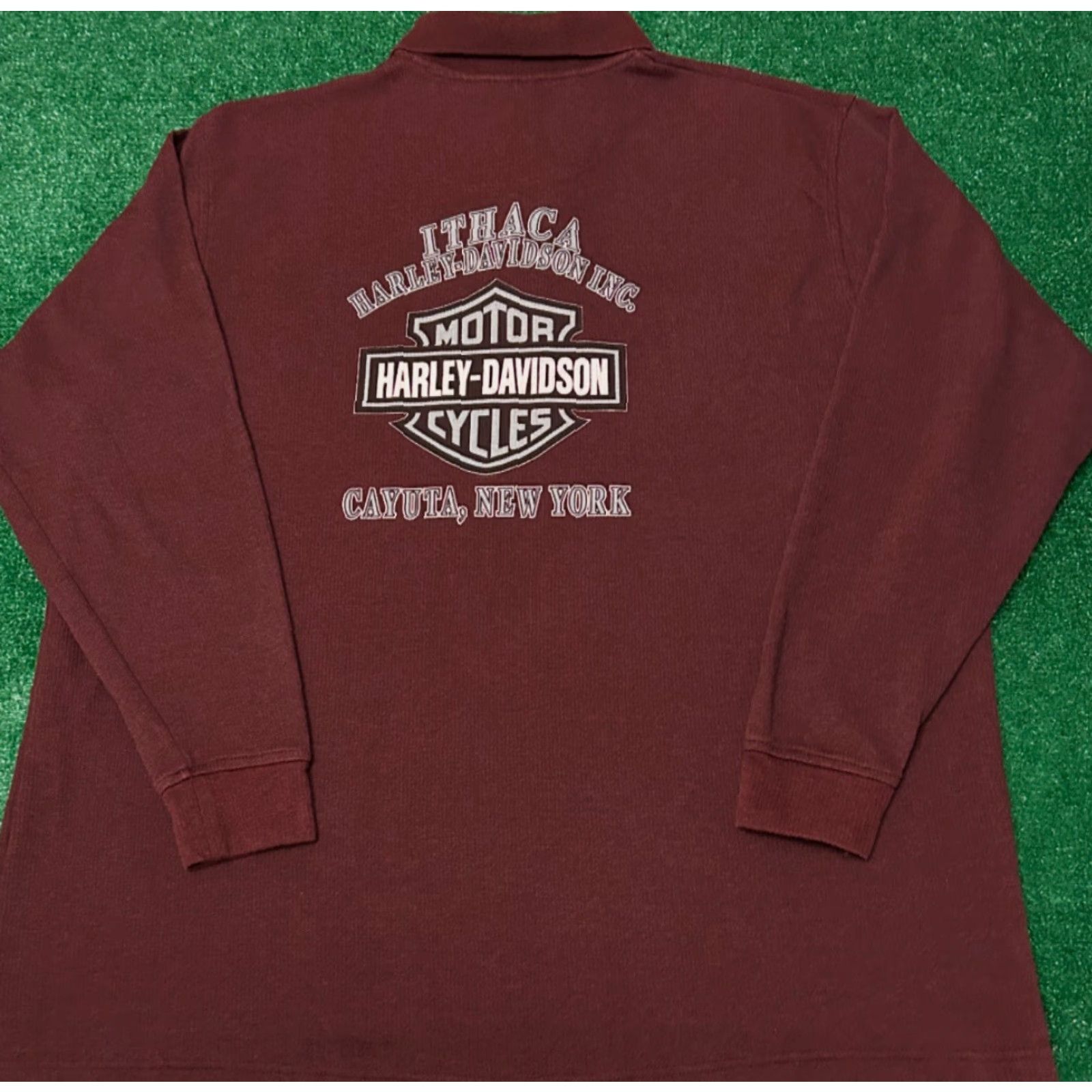 Harley Davidson VINTAGE Harley-Davidson Long Sleeve Polo Collared Shirt Sz XXL Burgundy 90s Y2K NY Motorcyle Biker Grunge Hip Hop Mens Size US XXL / EU 58 / 5 - 5 Thumbnail