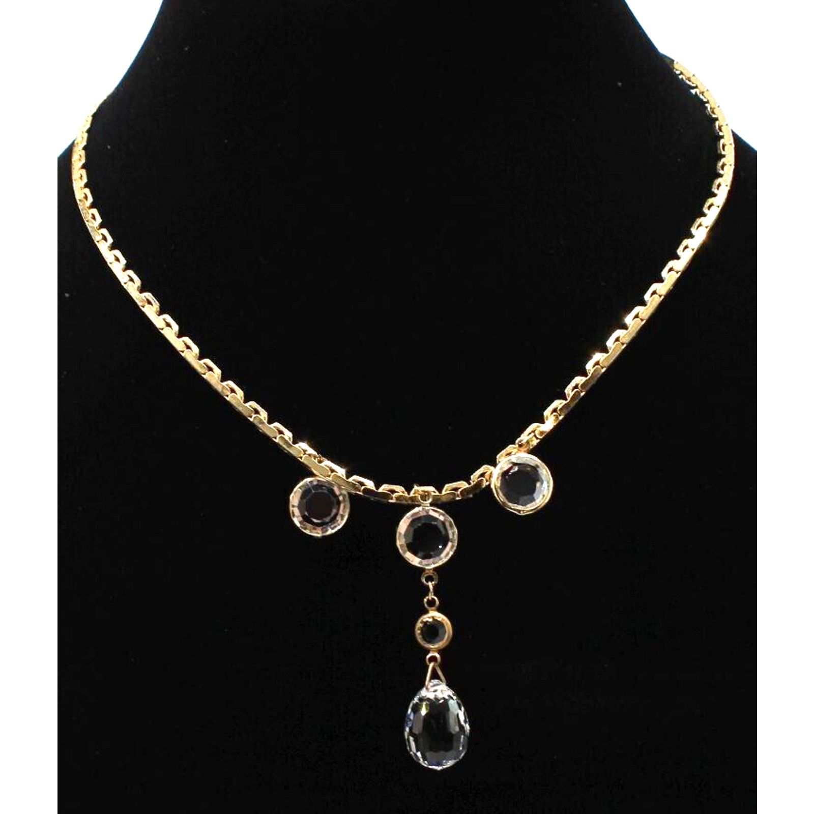 Other Vintage Crystal Ball Drop Necklace • Bezel Set •Faceted •16" Size ONE SIZE - 2 Thumbnail