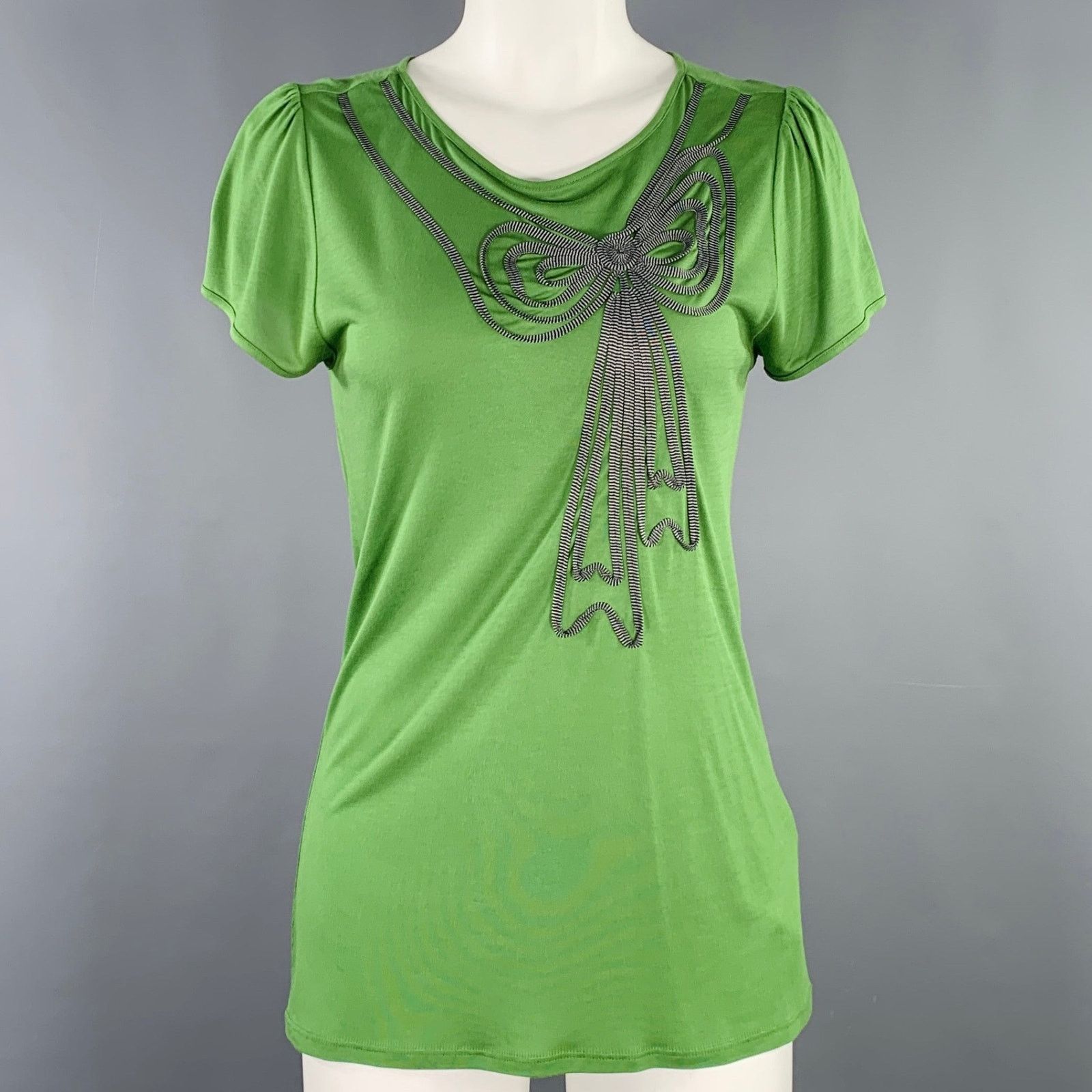 Ted Baker 2 Green Grey Viscose Aplique Short Sleeve Casual Top Size XS / US 0-2 / IT 36-38 - 1 Thumbnail
