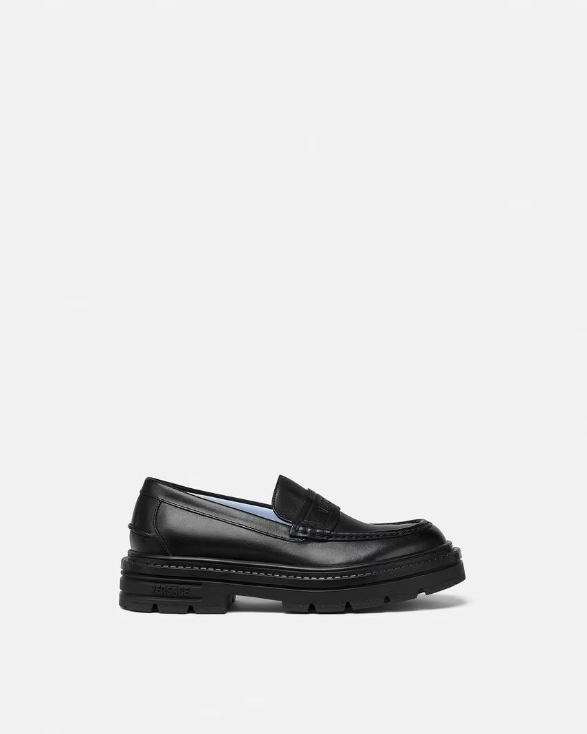 Versace o1s22i1n0125 Smooth Leather Loafers in Black Size US 10 / EU 43 - 1 Thumbnail