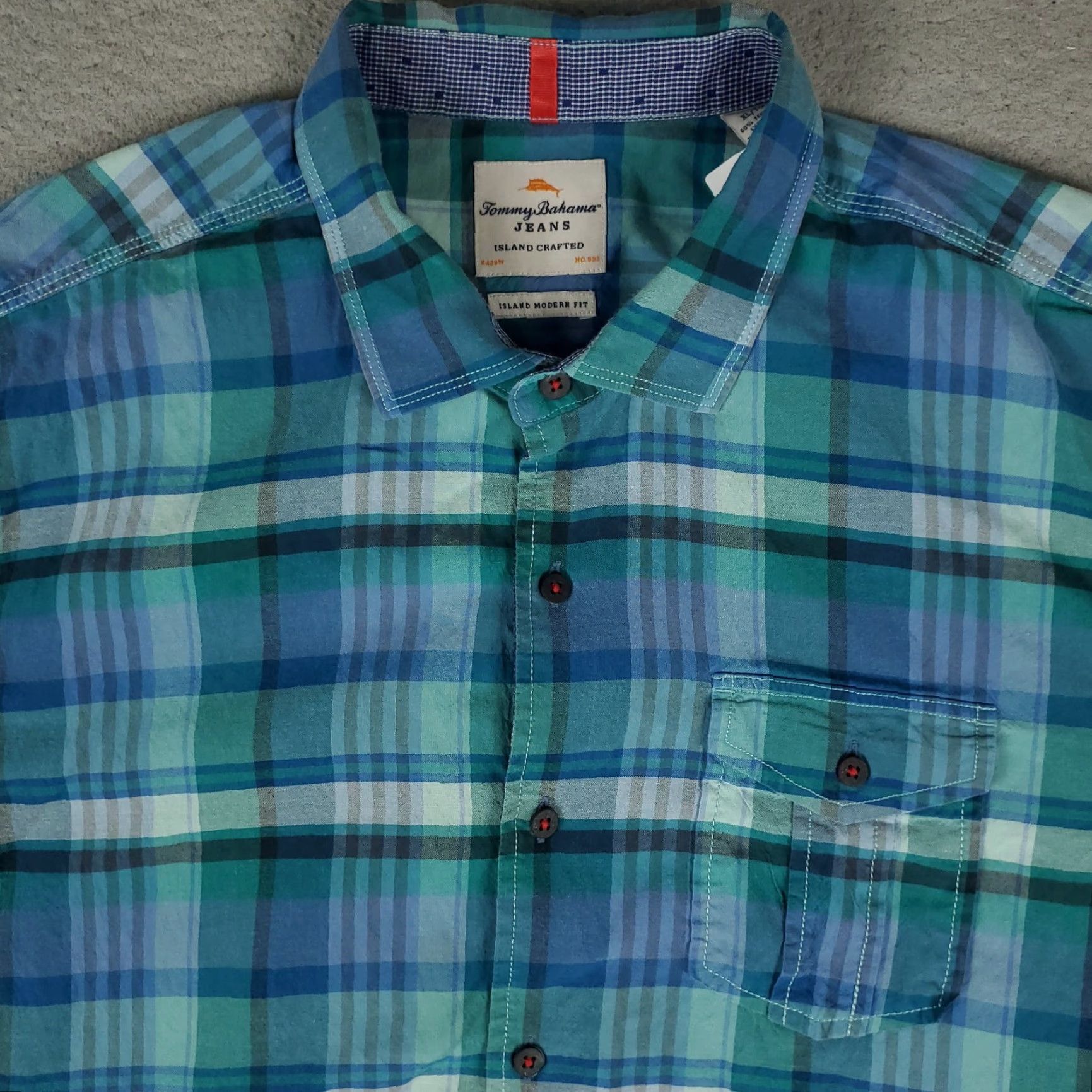 Tommy Bahama Tommy Bahama Shirt Mens XL Blue Plaid Lyocell Button Up Short Sleeve Size US XL / EU 56 / 4 - 2 Thumbnail