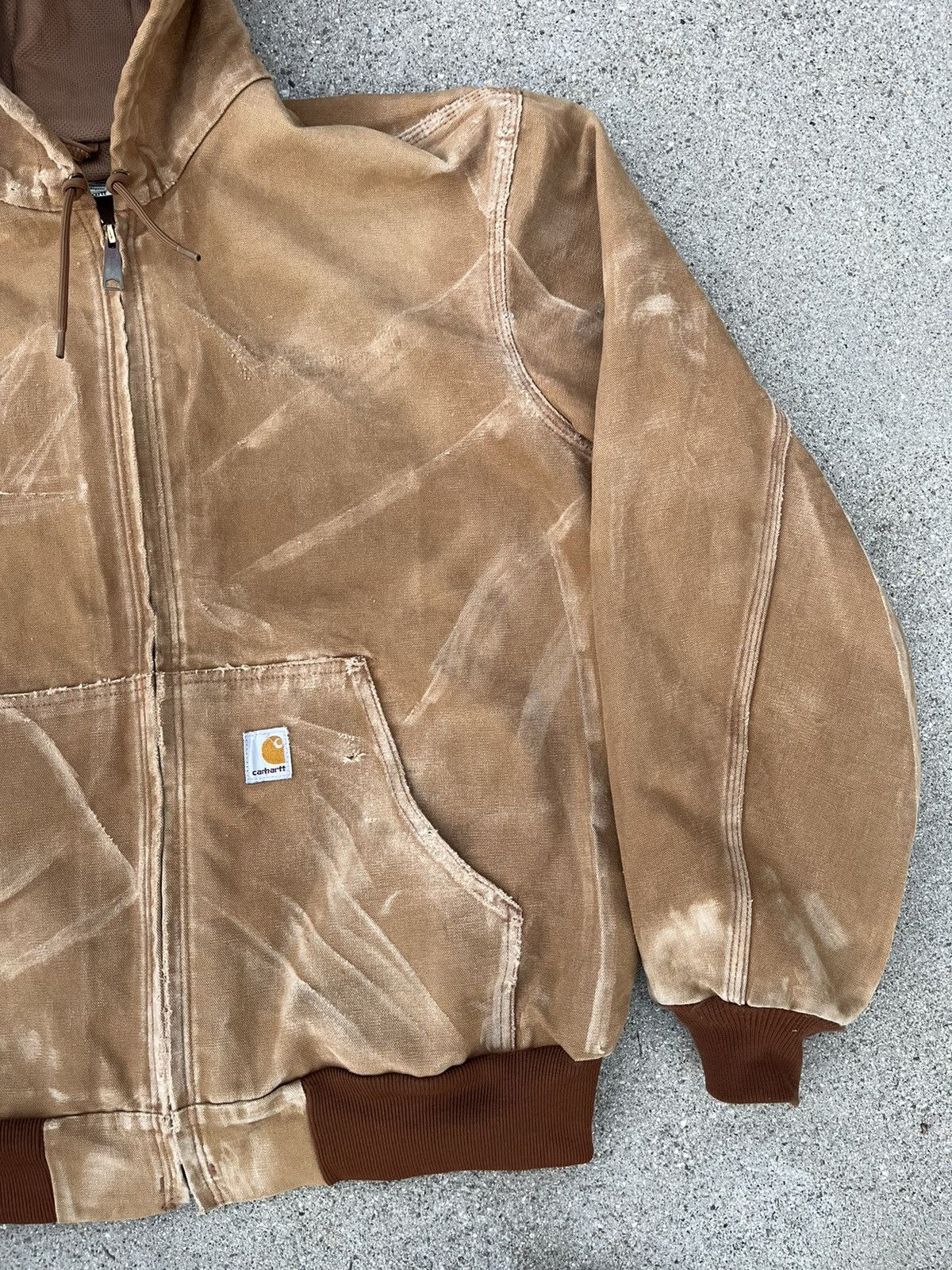 Carhartt Custom Carhartt Jacket Hoodie Sun Faded Distressed Thermal Size US XL / EU 56 / 4 - 12 Thumbnail