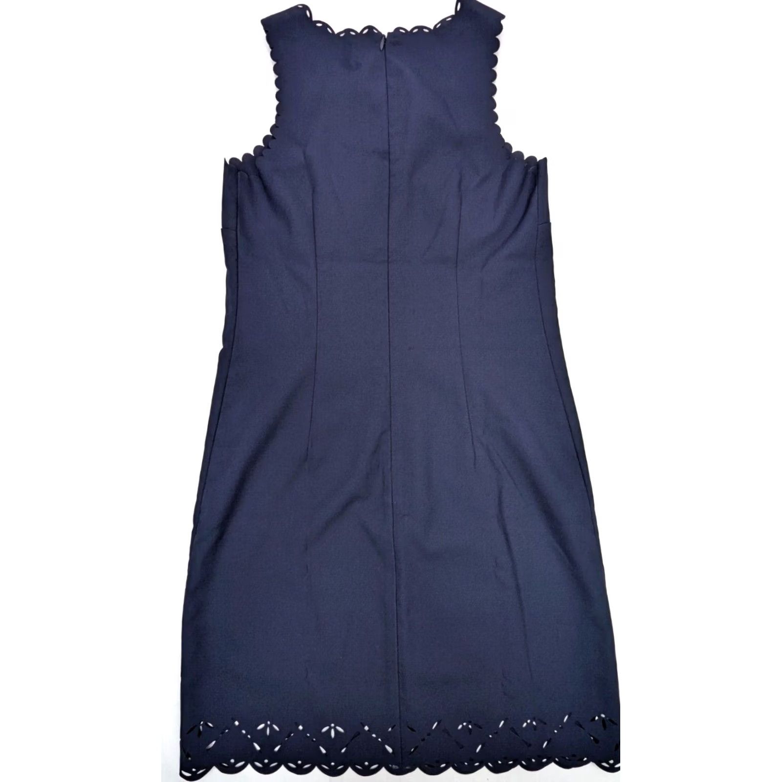 J.Crew J.Crew Navy Sleeveless Shift Dress Women 00 Laser Cut Scalloped Hem EUC Size XXS / US 00 / IT 34 - 2 Thumbnail