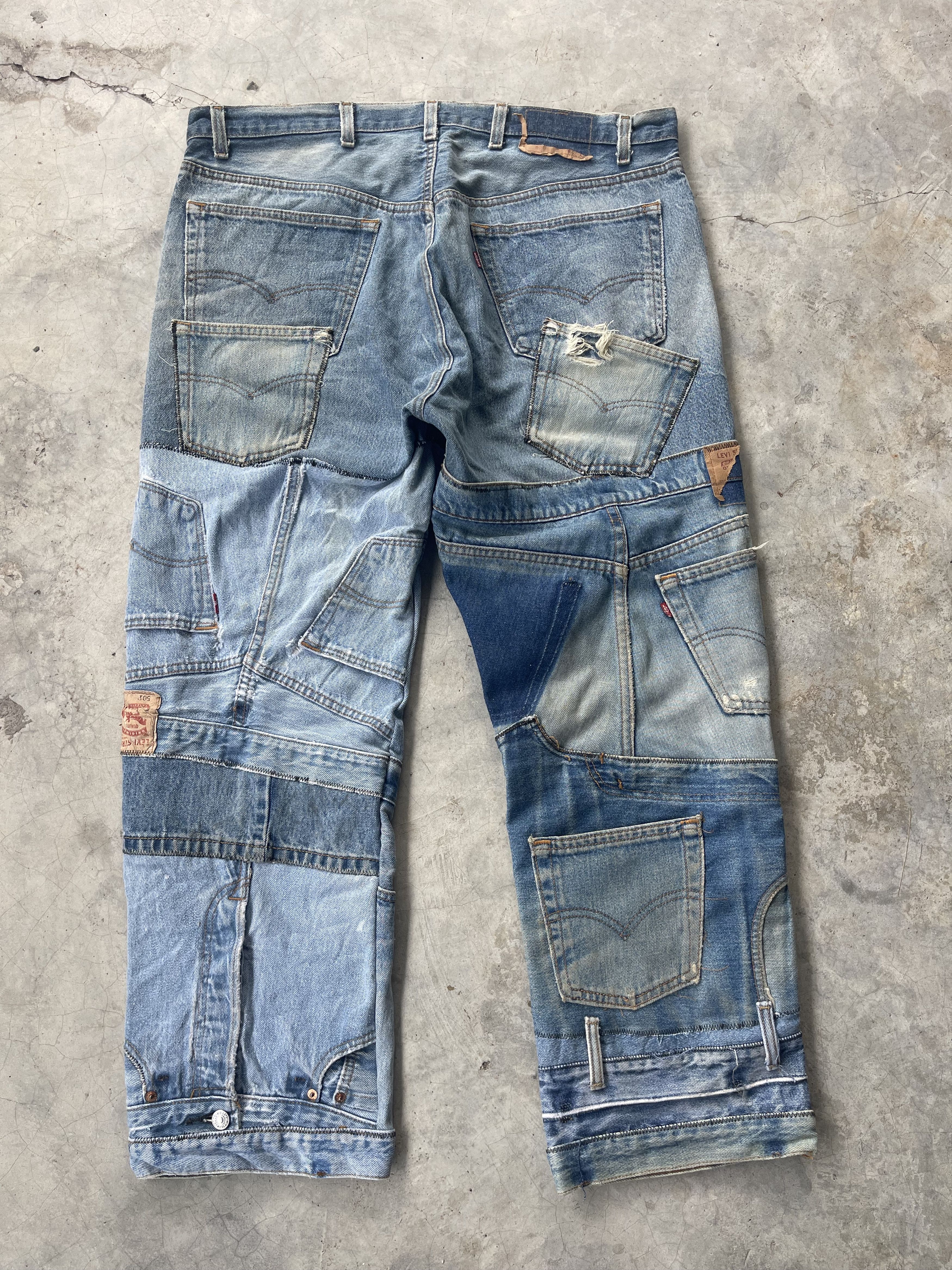 Levi's Vintage Clothing Vintage Levis 501 Reconstruct Patchwork Distressed Sz 42 Size US 42 / EU 58 - 1 Thumbnail