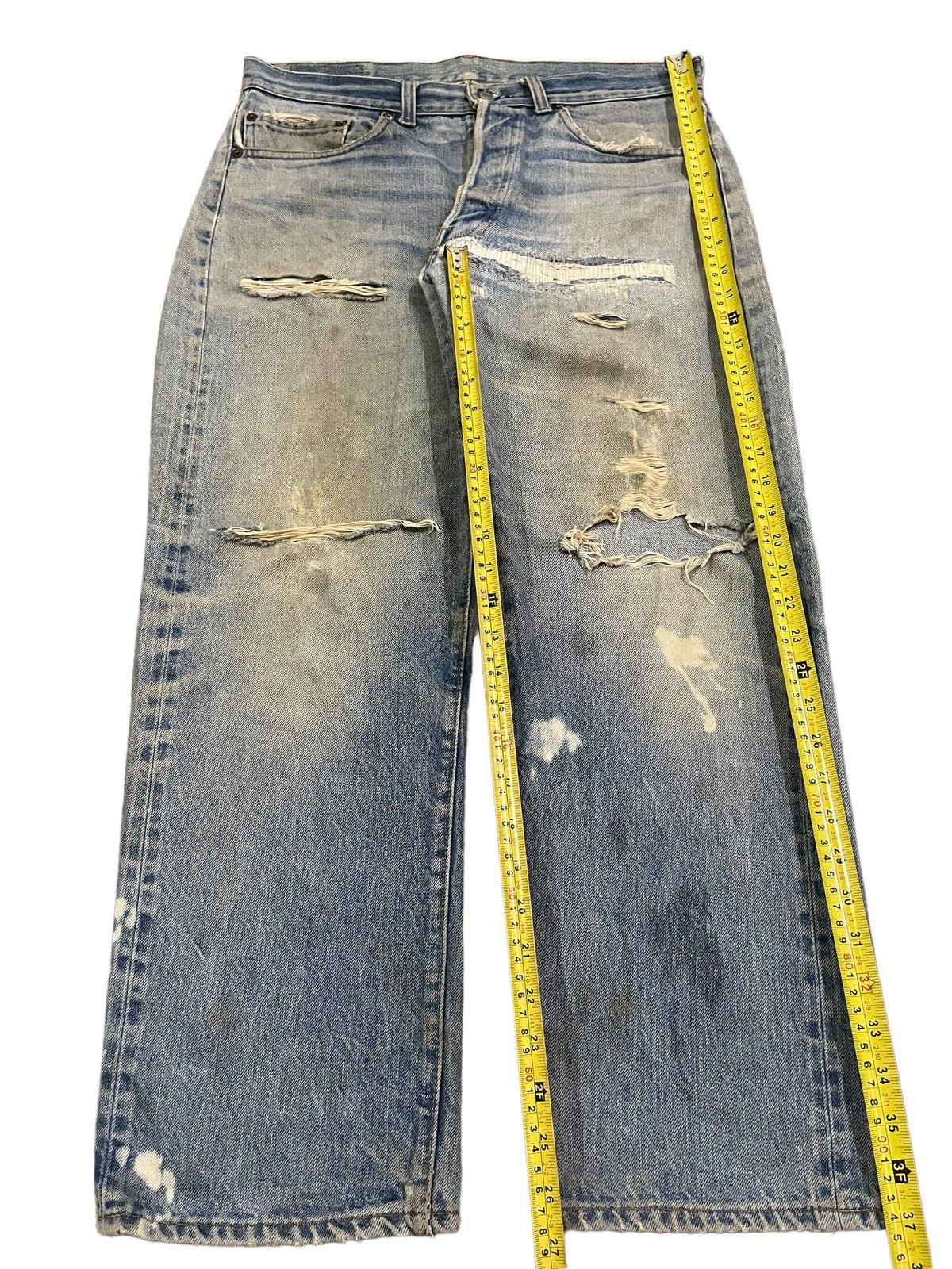Levi's Vintage 70s Levis 501 Selvedge Button Stamp #2 Destroy Jeans Size US 34 / EU 50 - 15 Thumbnail