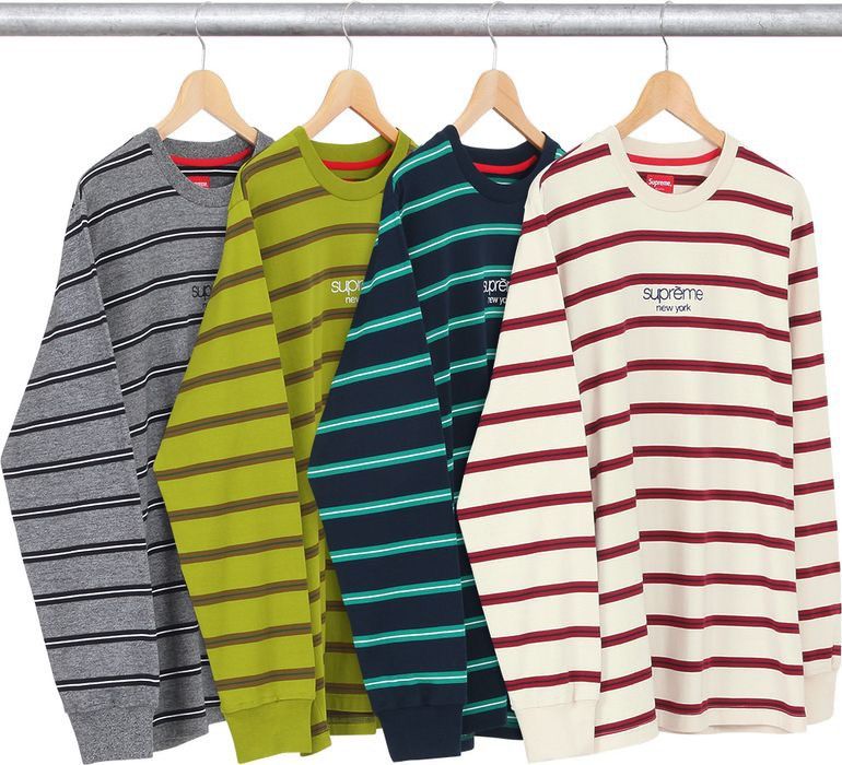 Supreme Supreme Classic Logo Striped Long Sleeve | Grailed