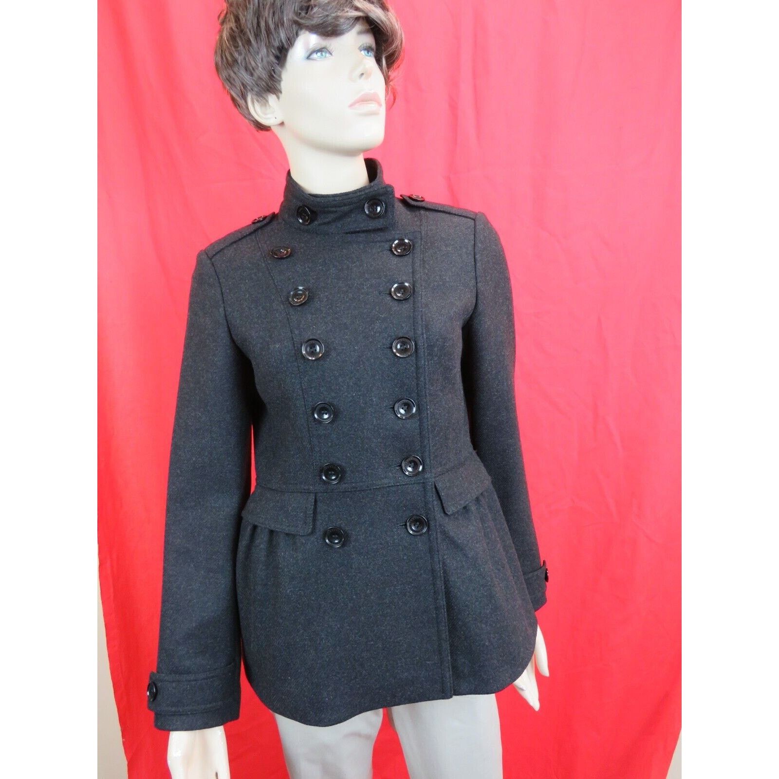 Burberry BURBERRY ADAMSLEIGH DARK GREY WOOL PEA COAT 12 14 46 Size XL / US 12-14 / IT 48-50 - 3 Thumbnail