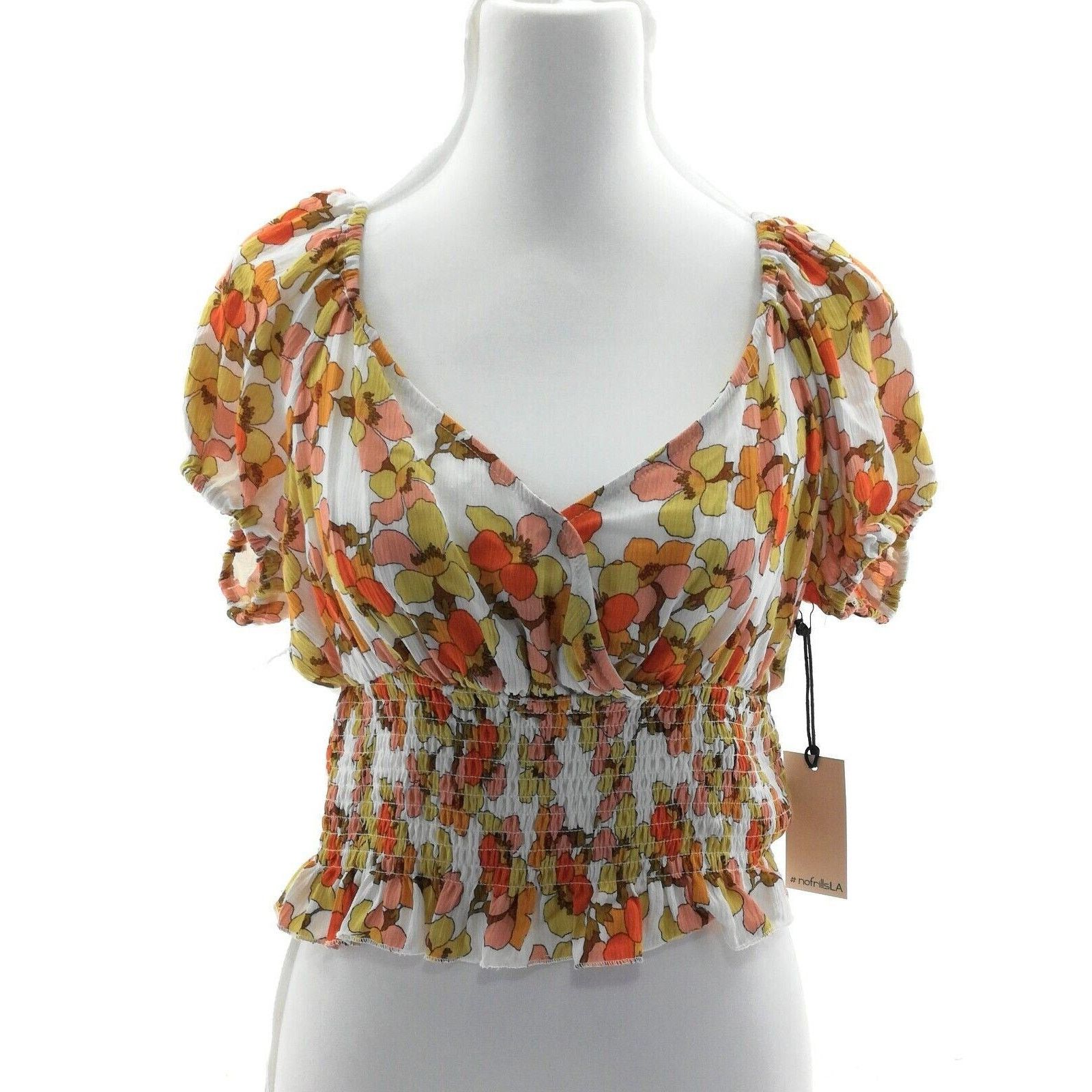 Other No Frills LA MultiColored Floral V Neck Crop Top Size Medium Size M / US 6-8 / IT 42-44 - 2 Thumbnail