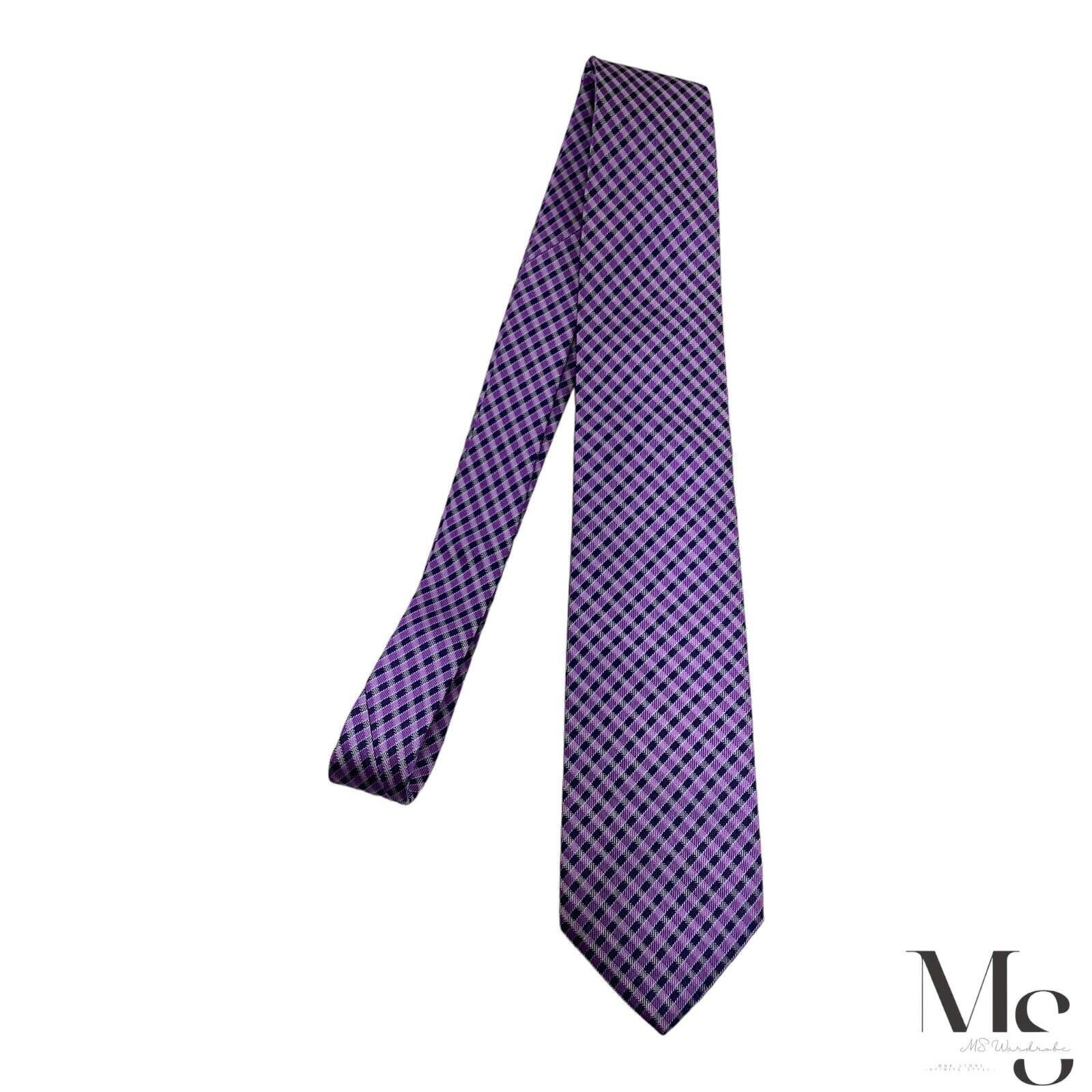 Hugo Boss BOSS HUGO BOSS Purple Plaids & Cheks Luxury Silk TiE Size ONE SIZE - 5 Thumbnail