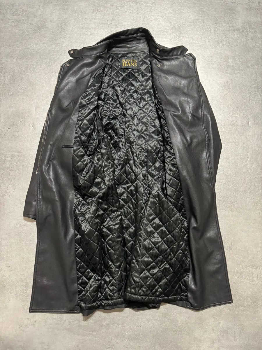 Vintage 2000s Plein Sud Asymmetrical Black Padded Leather Trench Jacket Size US XS / EU 42 / 0 - 3 Thumbnail