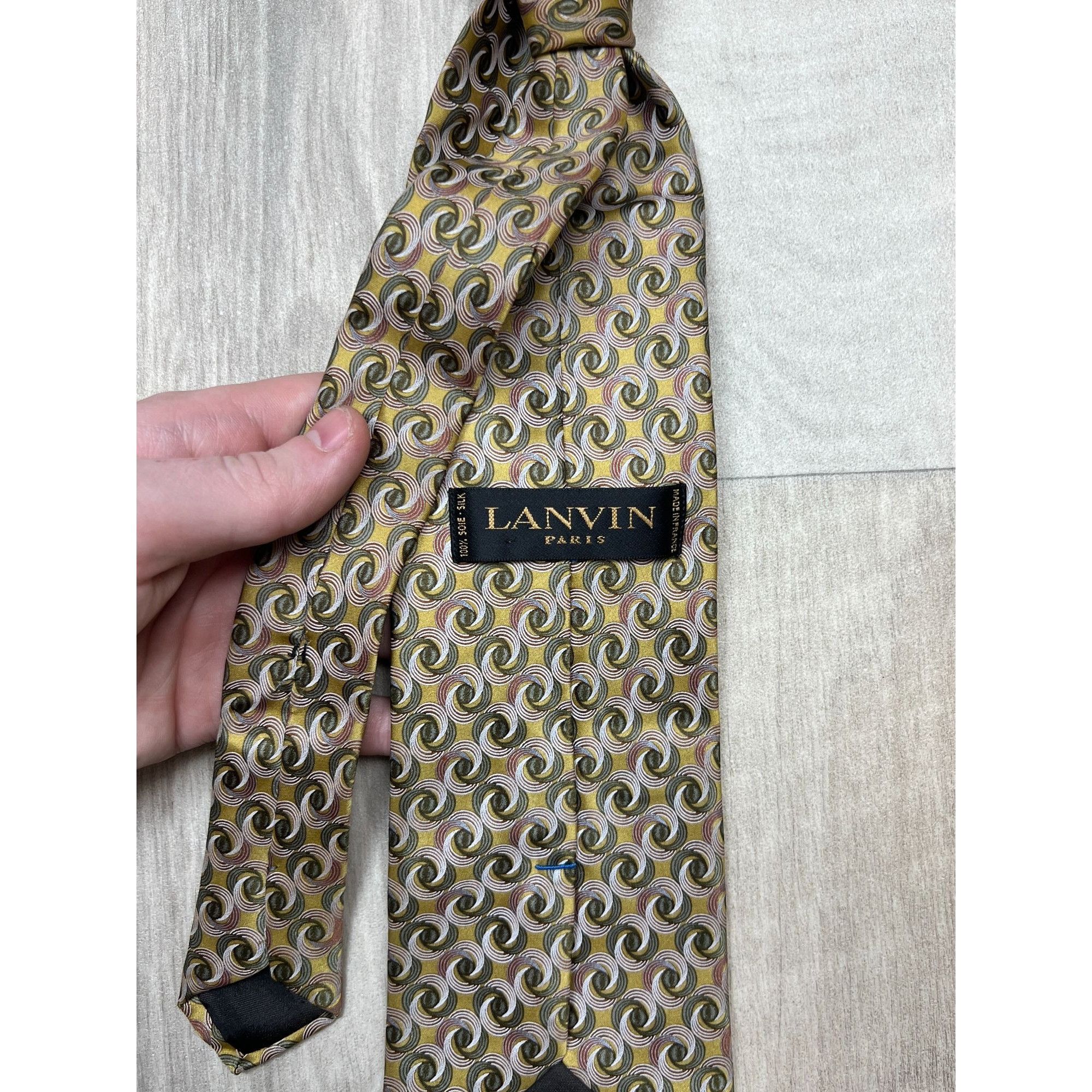 Lanvin Lanvin Geometric Pattern Silk Tie (Y0147) Size ONE SIZE - 4 Thumbnail