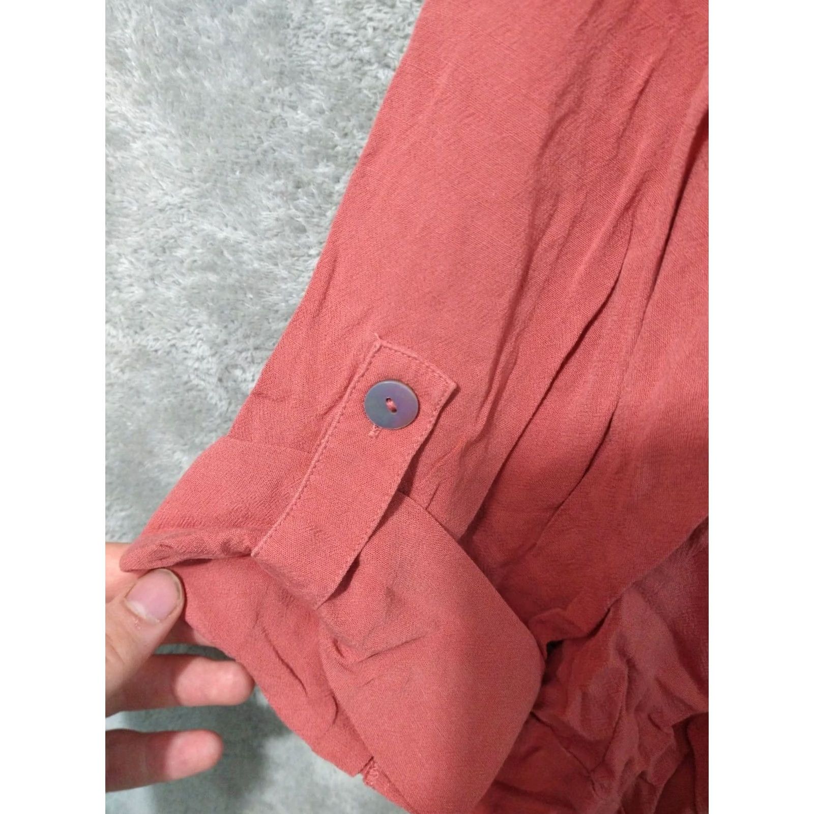 Soft Surroundings Soft Surroundings Shirt Womens Large Pink Button Up Roll Tab Beachy Coastal Top Size L / US 10 / IT 46 - 5 Thumbnail