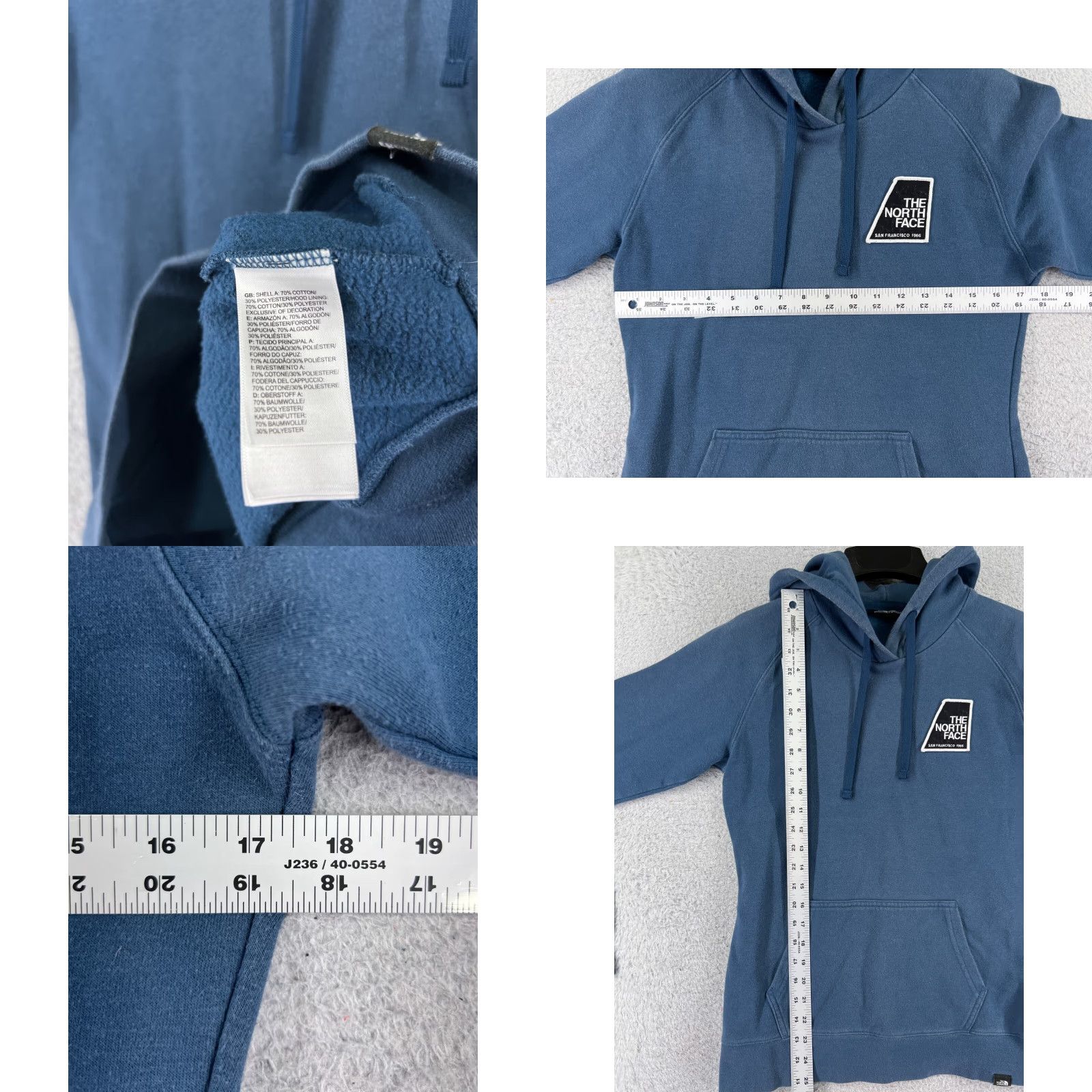 The North Face The North Face Hoodie Womens Small Blue Pullover Logo Sweater Cotton Blend Size S / US 4 / IT 40 - 8 Thumbnail