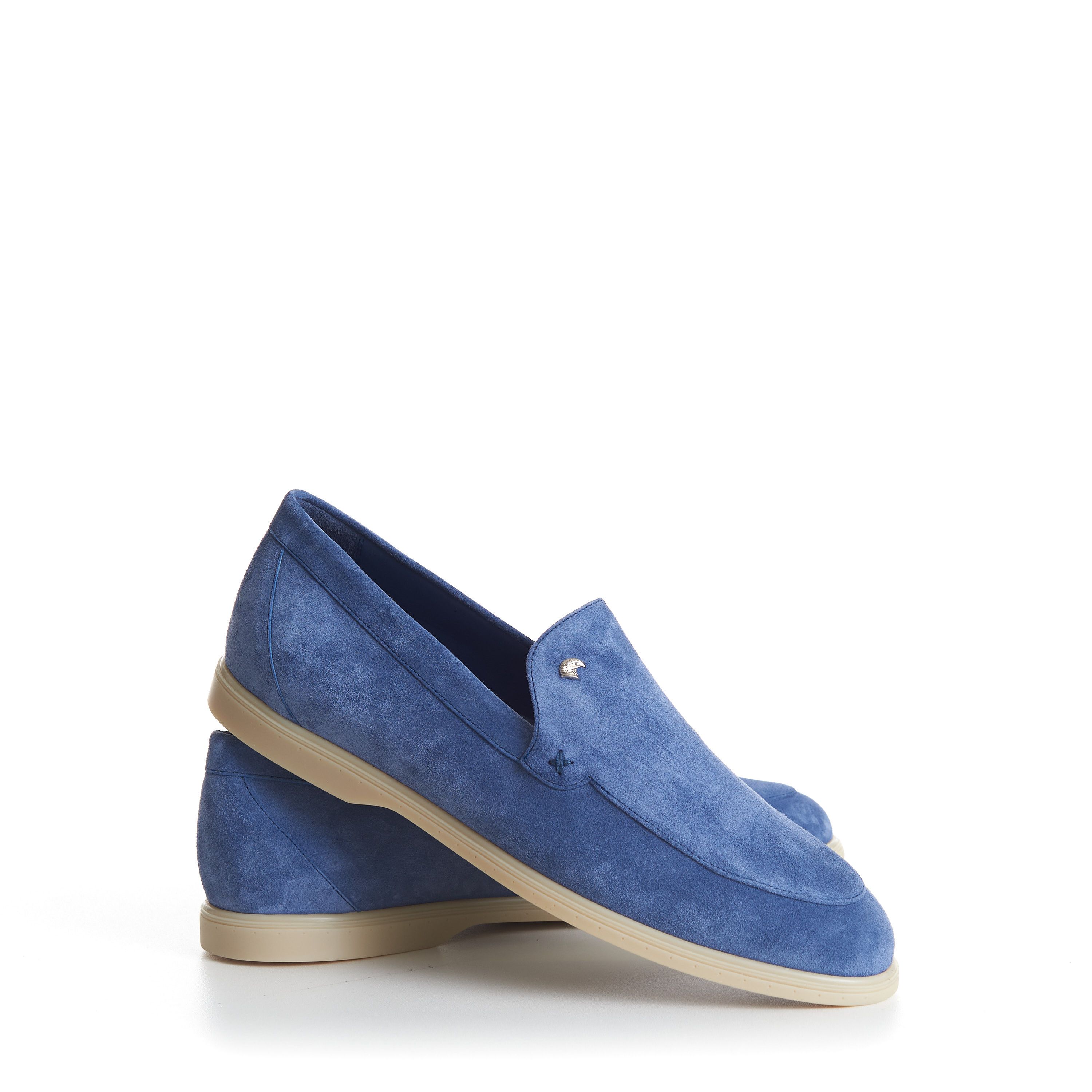 Stefano Ricci Blue Suede Slip-On Loafers - Eagle Head Application Size US 8 / EU 41 - 12 Thumbnail