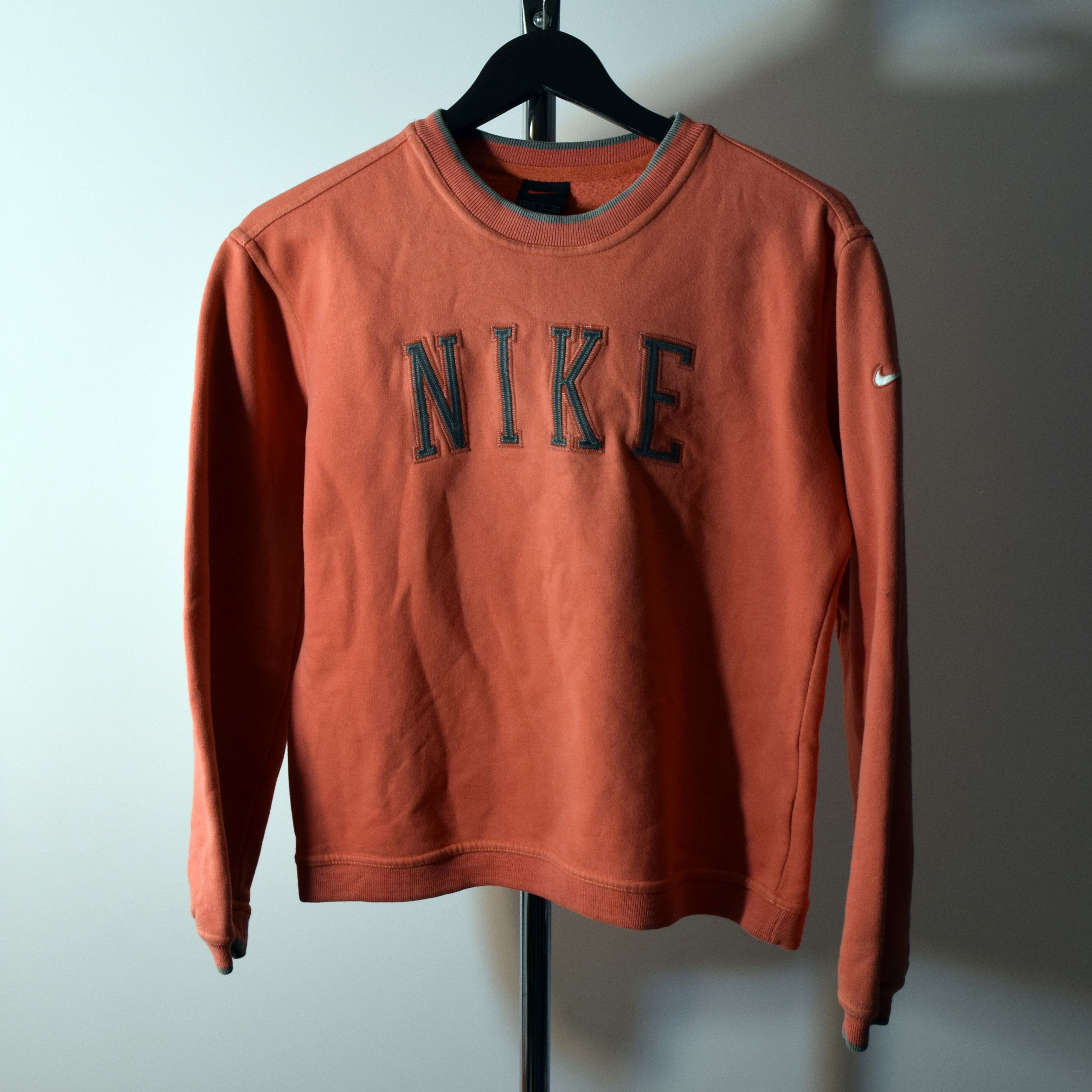 image of Grail Vintage Nike Spell Out Swoosh 90's Sweatshirt Crewneck in Pink, Women's (Size Small)