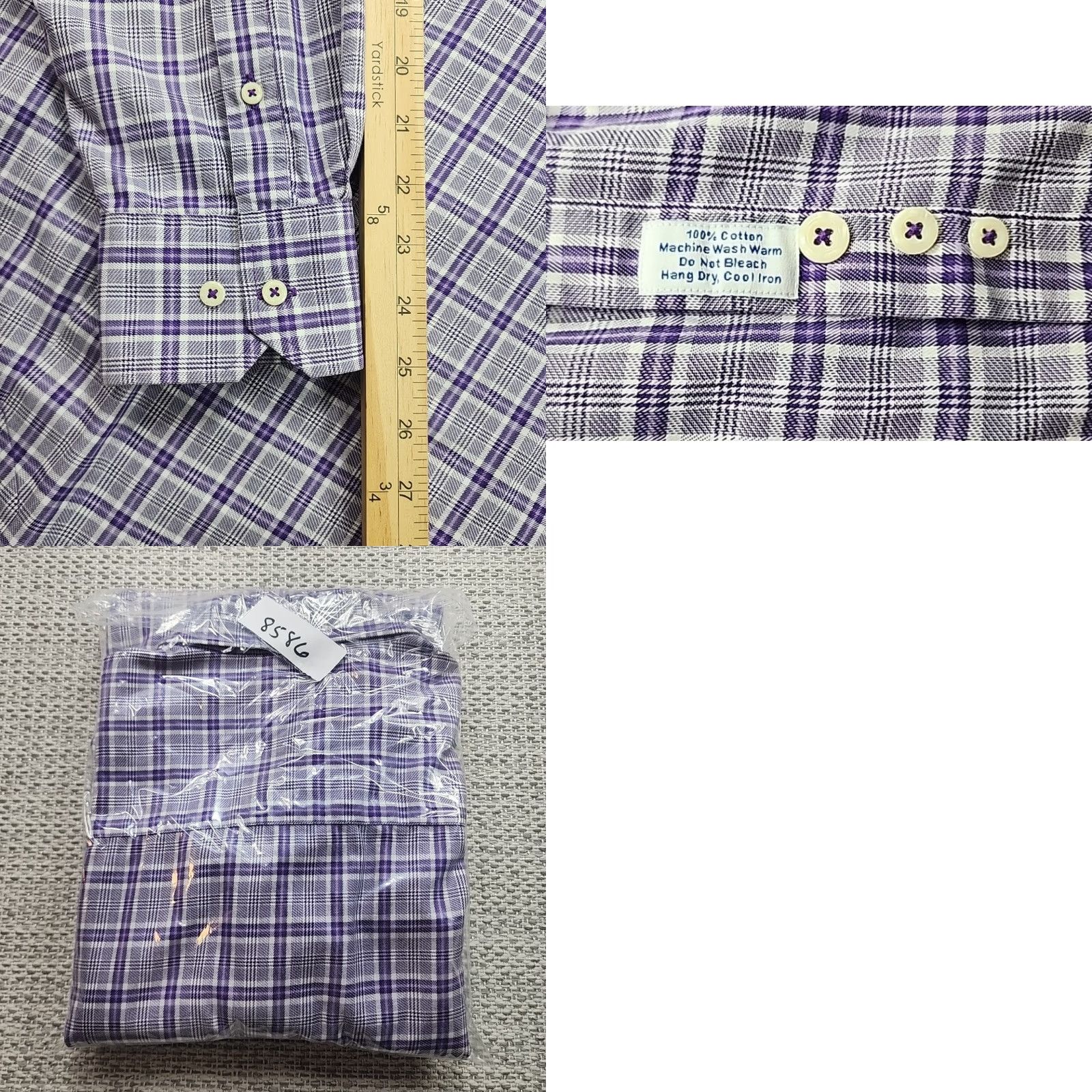 David Donahue David Donahue Shirt Mens XL Purple Plaid Checks 100% Cotton Button-Up Casual Dress Size US XL / EU 56 / 4 - 9 Thumbnail