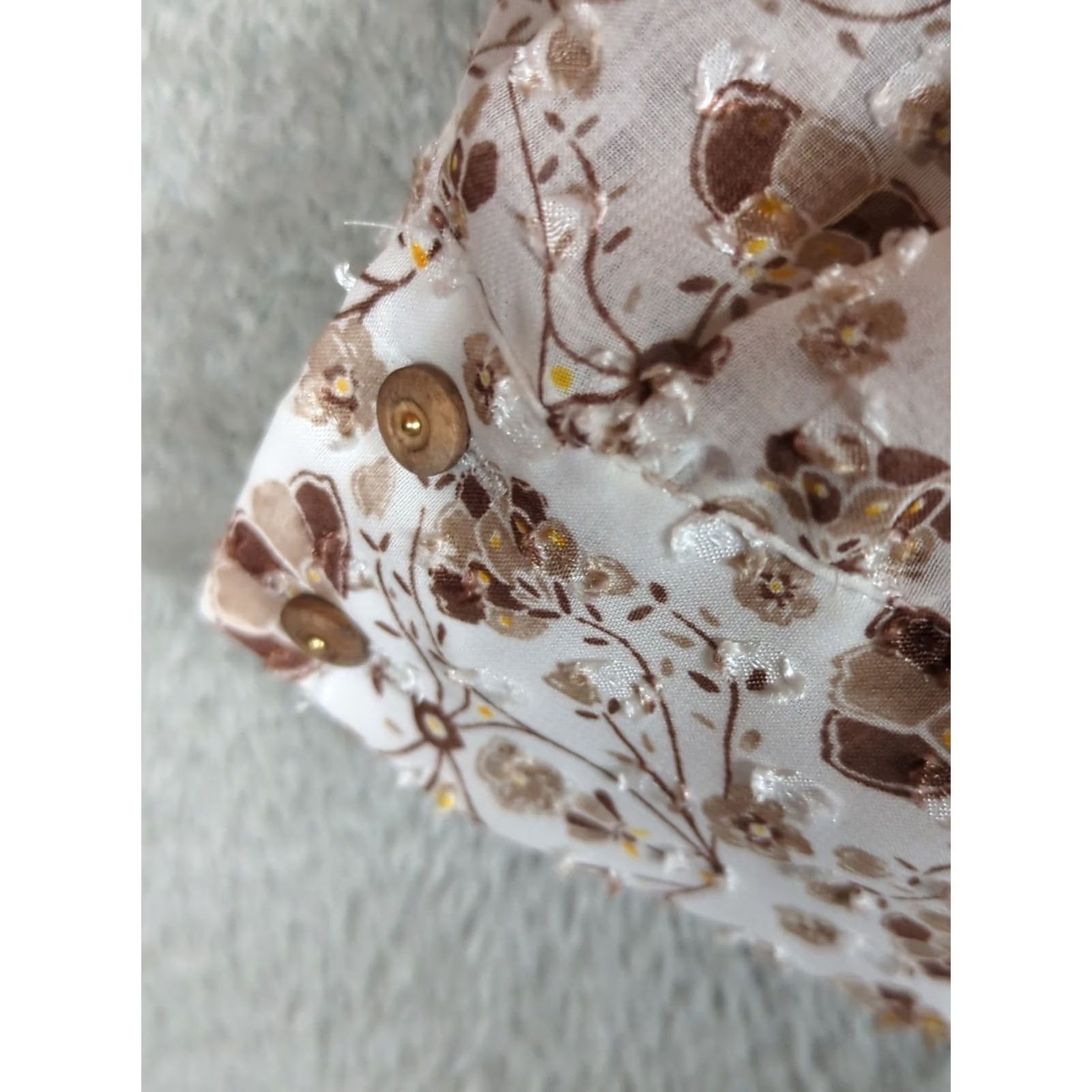 Zara Zara Blouse Shirt Brown Floral Sz S Peasant Prairie Cottagecore Feminine Dainty Size S / US 4 / IT 40 - 5 Thumbnail