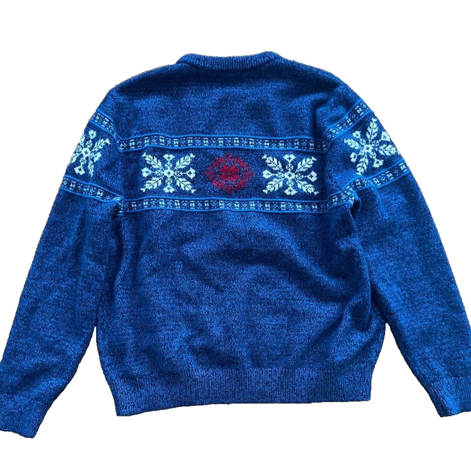 Lands' End Lands End Men’s Fair Isle winter Sweater Blue Sz L A001709 Size US L / EU 52-54 / 3 - 5 Thumbnail