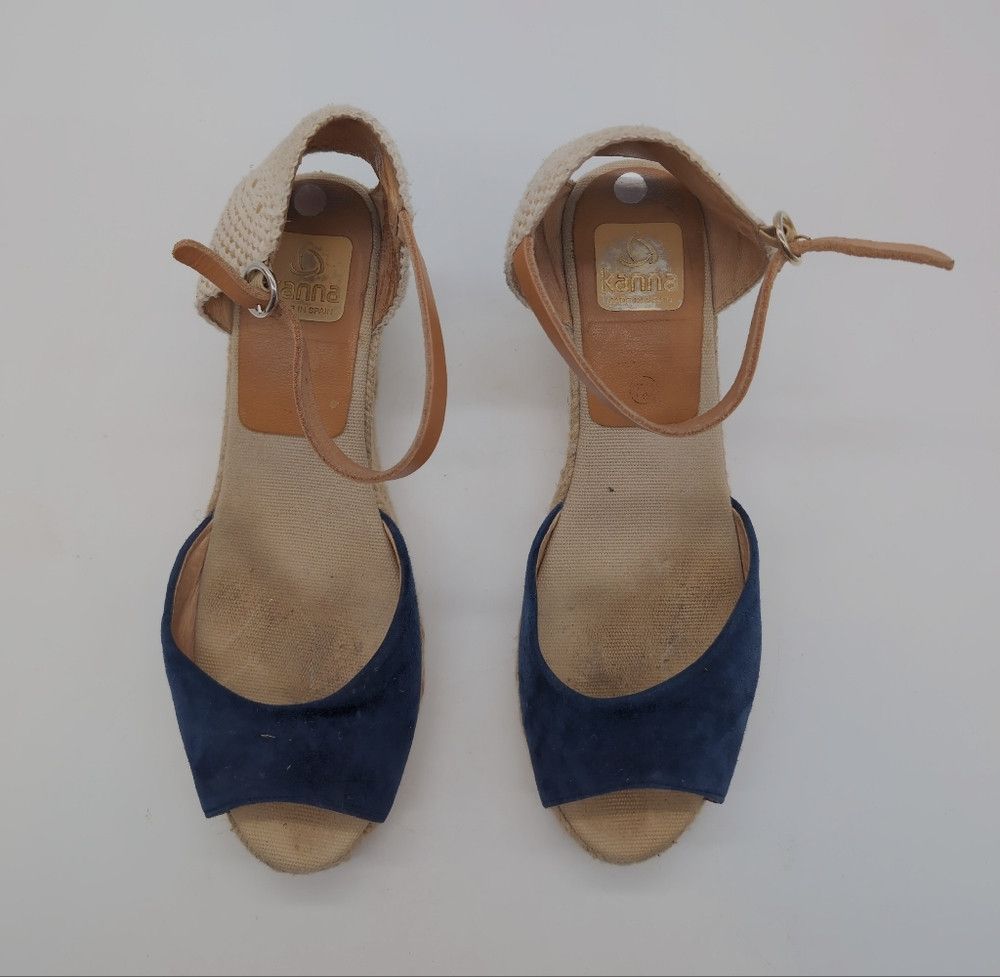 Designer Kanna Spain Espadrilles Sz 7.5 Elegant Blue Wedge Sandals Size US 7.5 / IT 37.5 - 3 Thumbnail