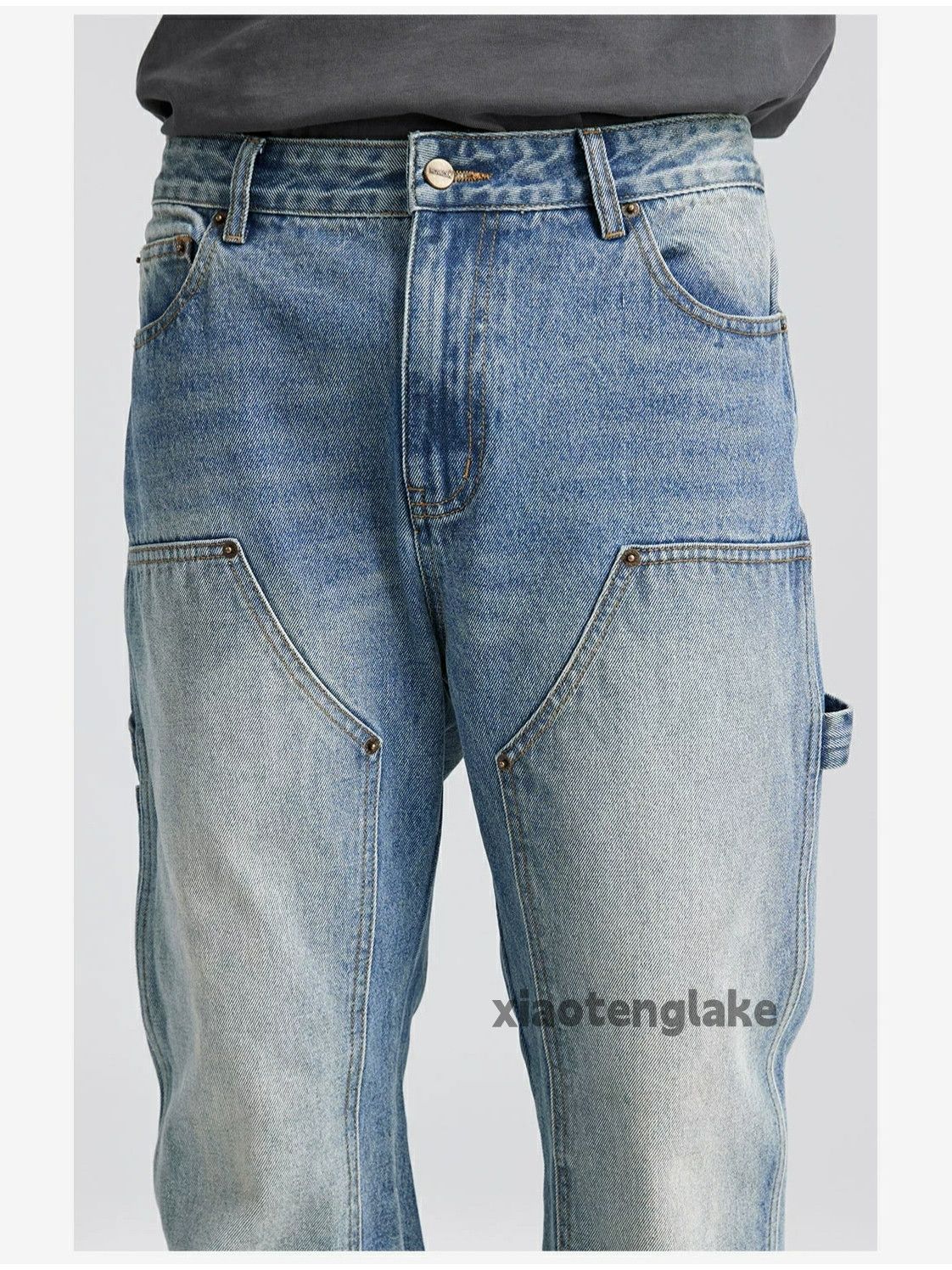 washed faded cleanfit yuppie carpenter cargo jeans