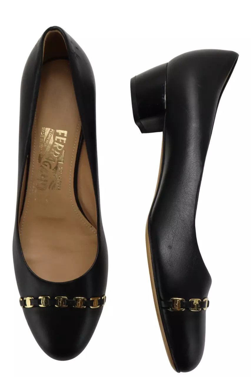 Salvatore Ferragamo SALVATORE FERRAGAMO Shoes Women's US 7 Leather Heeled Chain Size US 7 / IT 37 - 4 Thumbnail